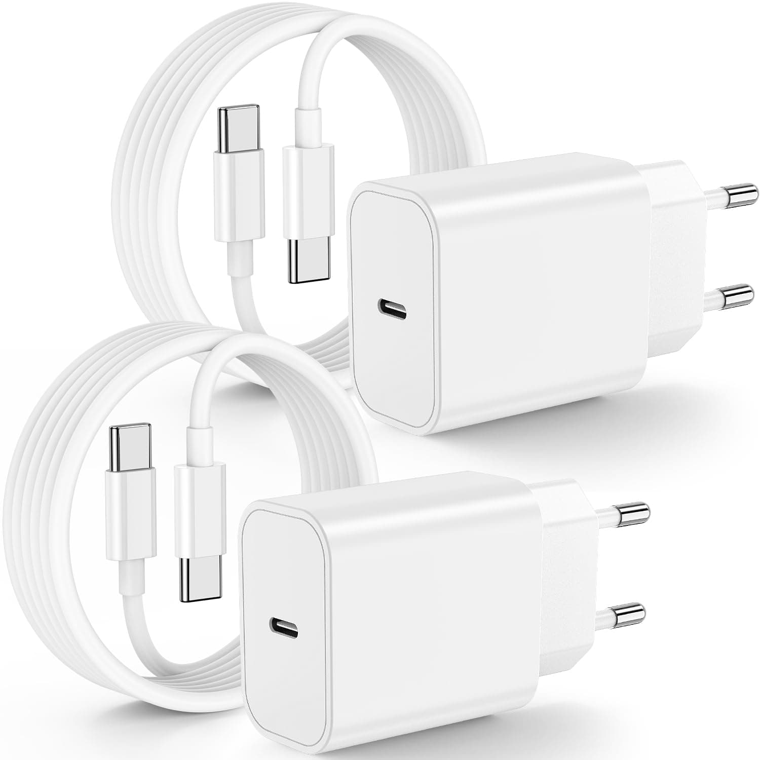 QGRHO 2Pack USB C Chargeur Rapide iPhone 17 16 15, 20W USB C Cable 2M pour iPhone 17/17 Pro Max/16/16 Pro/15 Plus/15 Pro Max, iPad Pro/Air/Mini, Galaxy S23/S22, USBC Prise Secteur Adaptateur
