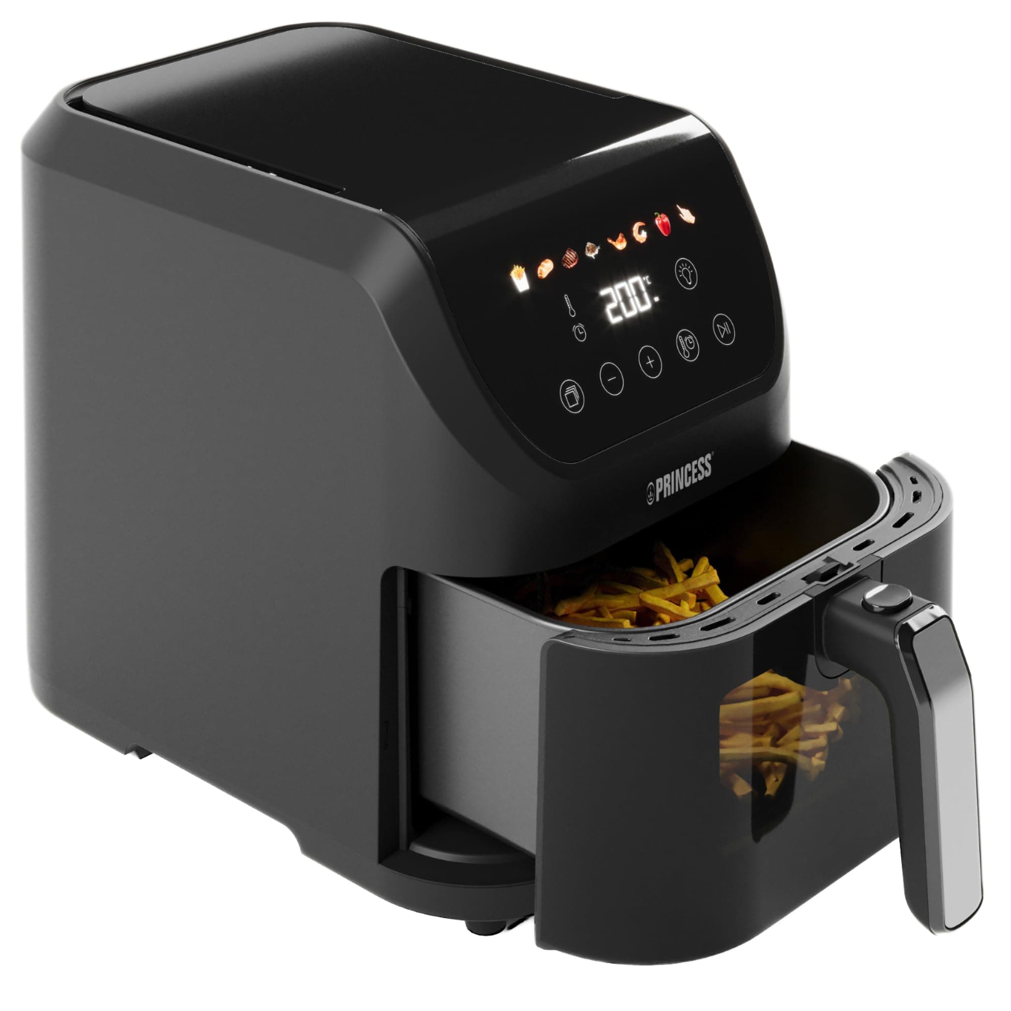 Princess Slim Airfryer 5,5 L - 1500 W - silenzioso (55 db) - salvaspazio - Senza olio - 8 programmi - Termostato regolabile - Rivestimento antiaderente - 182240