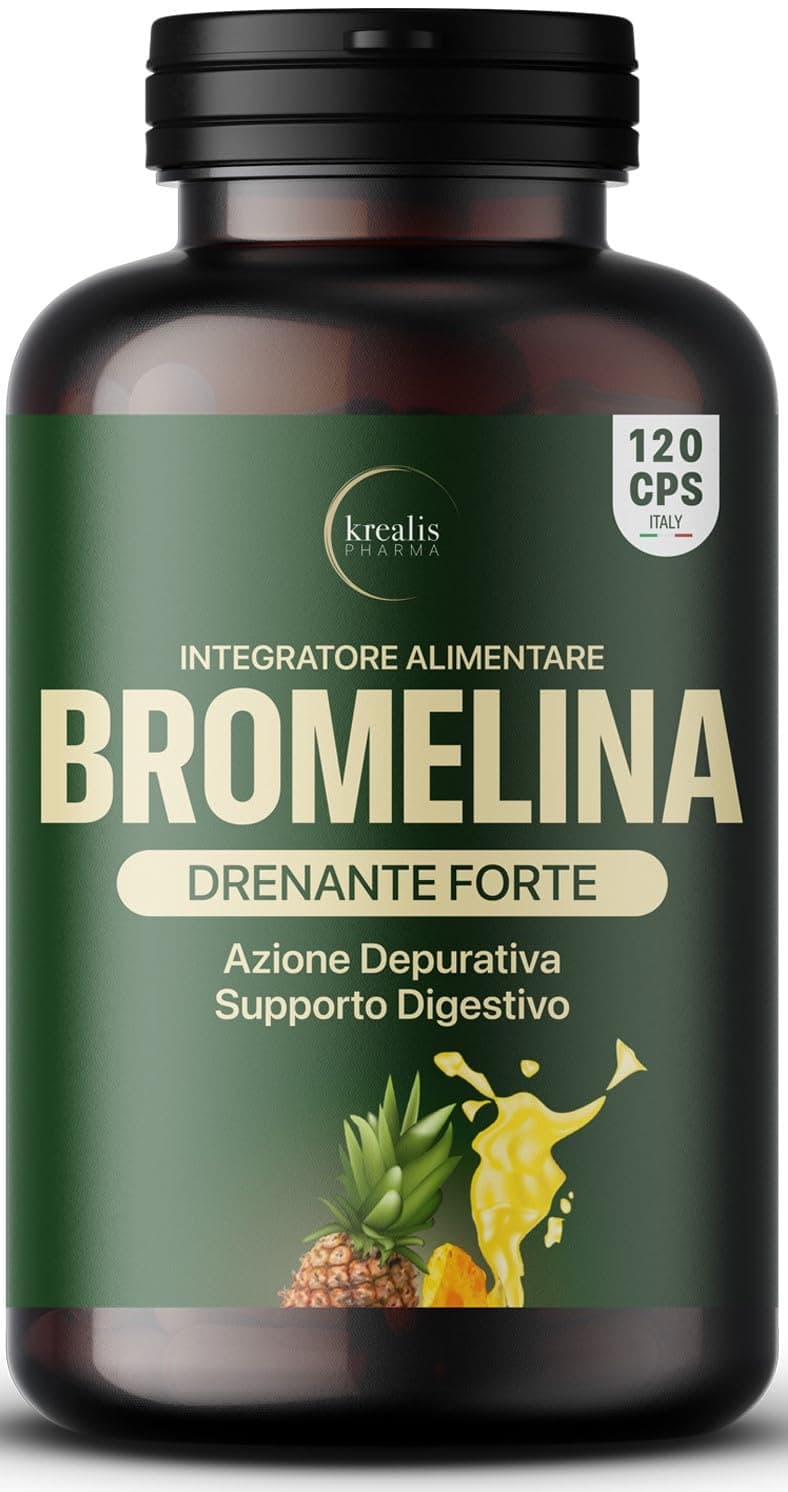 Bromelina Forte Drenante - 5000 GDU/g + 2500 GDU/g - PURA EXTRA forte da Ananas, Azione Anticellulite e Detox, Bromelina Plus Drenante Gambe, Made in Italy