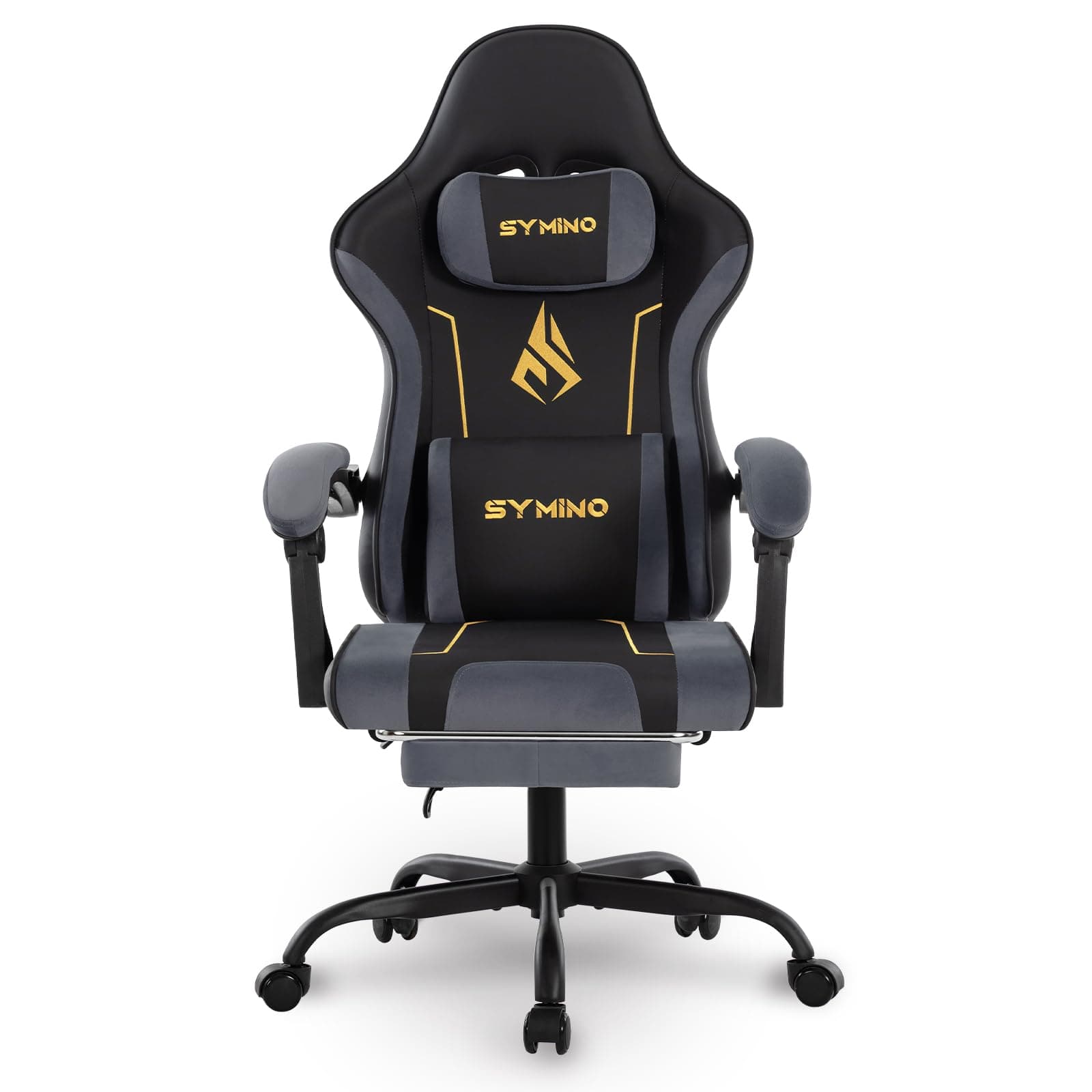 Symino Chaise Gaming Ergonomique with Latex Cushion, Enhanced Headrest & Lumbar Support, Adjustable Swivel Office Chair, 150kg Load Capacity, PU Leather