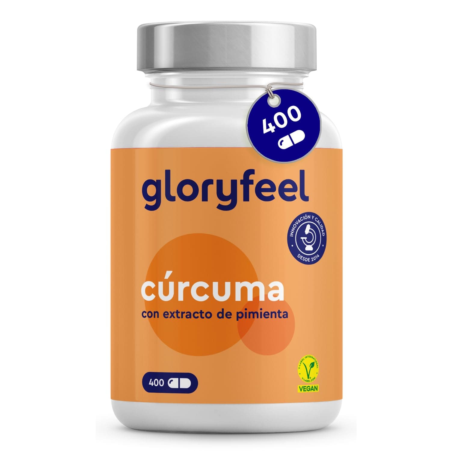 Cúrcuma Curcumina con Pimienta Negra (Piperina) - 400 Cápsulas Veganas - Máxima Potencia 700mg por Cápsula - Polvo de Turmeric