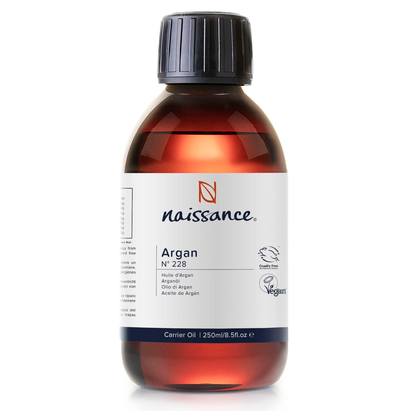 Naissance Olio di Argan del Marocco (No. 228) - 225ml - per Corpo, Viso, Labbra, Capelli, Pelle, Barba, Unghie, Cuticole