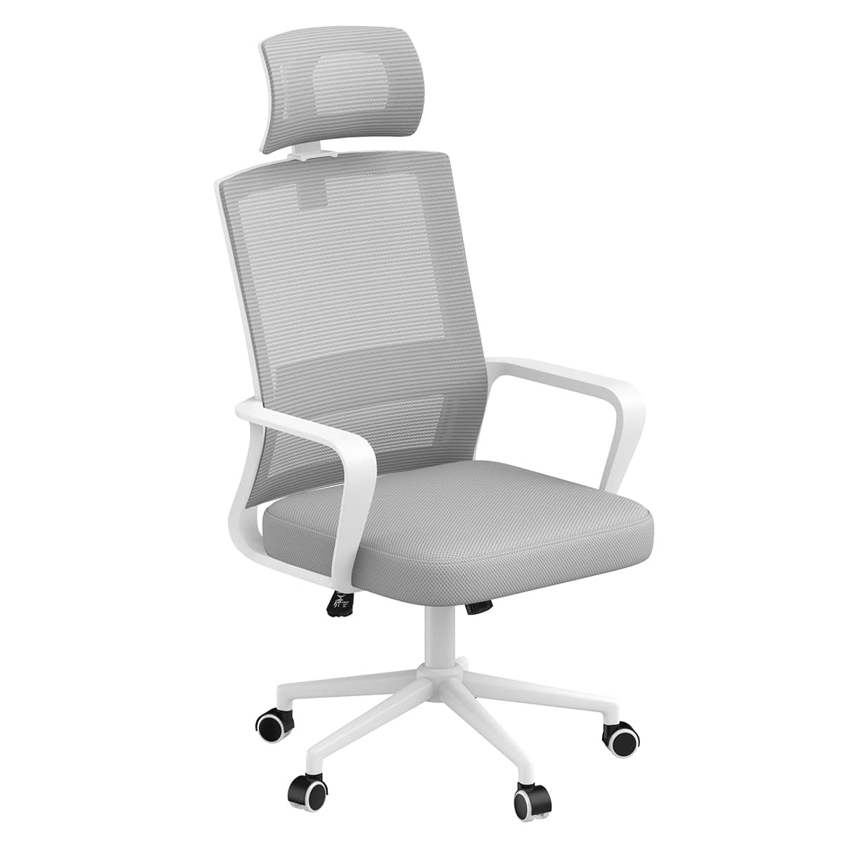 naspaluro Sedia da Ufficio Ergonomica con Supporto Lombare, Poltrona da Ufficio in Rete Traspirante, Regolabile in Altezza di 10 cm, Grigio
