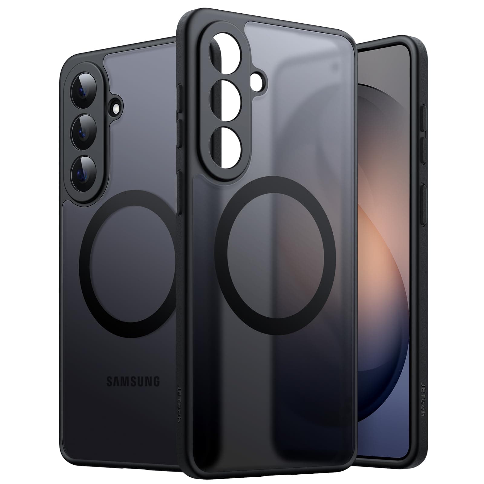 JETech Magnetisch Hülle für Samsung Galaxy S26 Plus, Kompatibel mit MagSafe, Vollständig Kameraschutz, Transluzente Matt Rückseite Stoßfeste Handyhülle (Schwarz)
