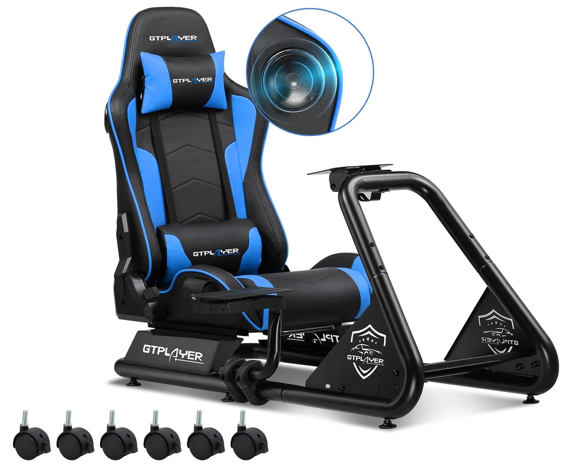 GTPLAYER Simulator Cockpit, sim Racing Cockpit, Soporte para Volante con Altavoces, Compatible con Varios Modelos de Volante y Pedales