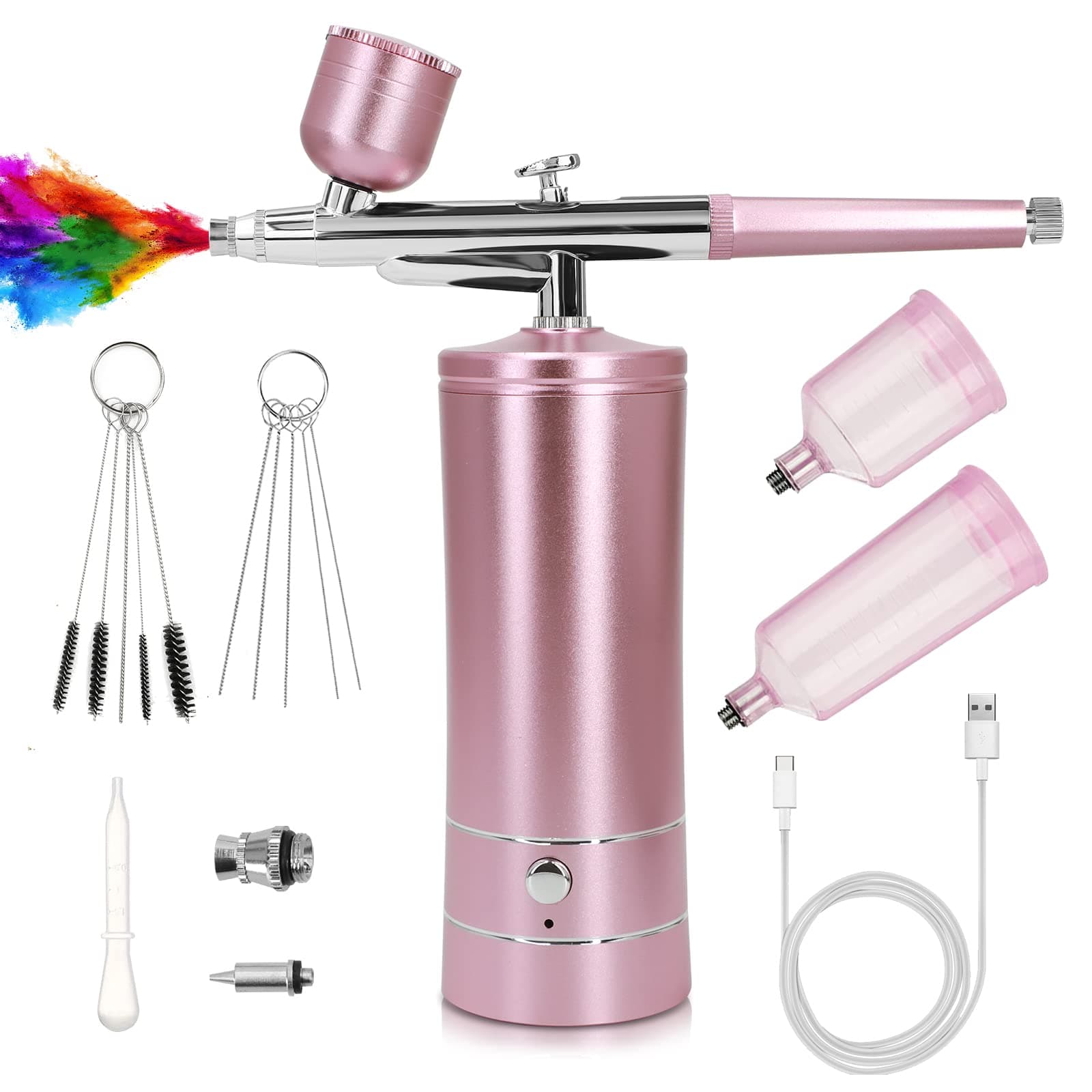 Kit Aérographe Multi-Fonctions avec Compresseur, Pistolet Aérographe Portable pour Nail Art, Décoration de Gâteau, Maquillage, Modélisation de Tatouage, Modélisation de Modèle
