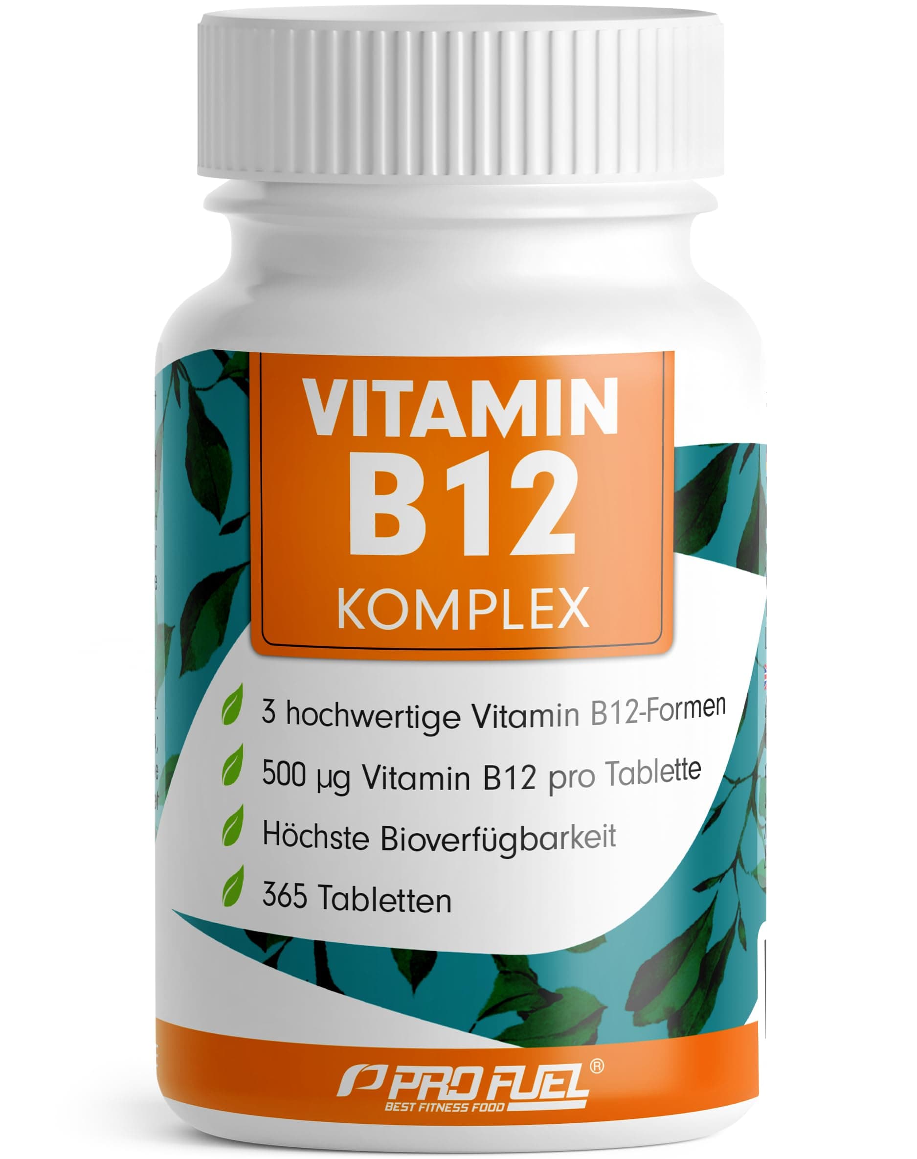 Vitamin B12 Komplex - 365 Tabletten - 500 µg Vit B12 hochdosiert mit Methylcobalamin, Adenosylcobalamin & Hydroxocobalamin B12 im Verhältnis von 4:1:1 - laborgeprüft mit Zertifikat - 100% vegan