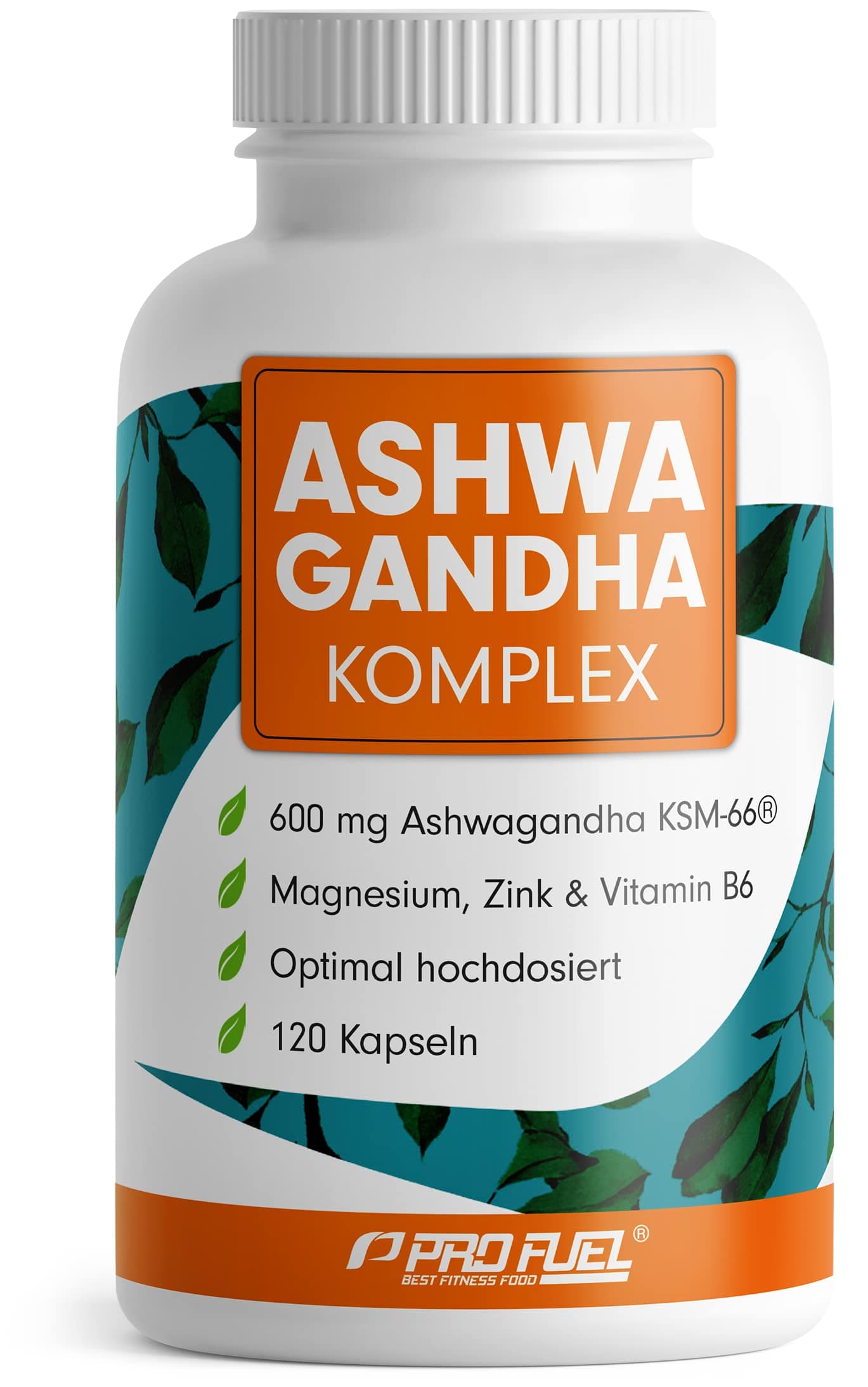 Ashwagandha Kapseln hochdosiert 120x - 600 mg Ashwagandha KSM-66® pro Tag - Komplex mit Ashwagandha-Wurzelextrakt, Magnesium, Zink, Vitamin B6 und Piperin - laborgeprüft mit Zertifikat - 100% vegan