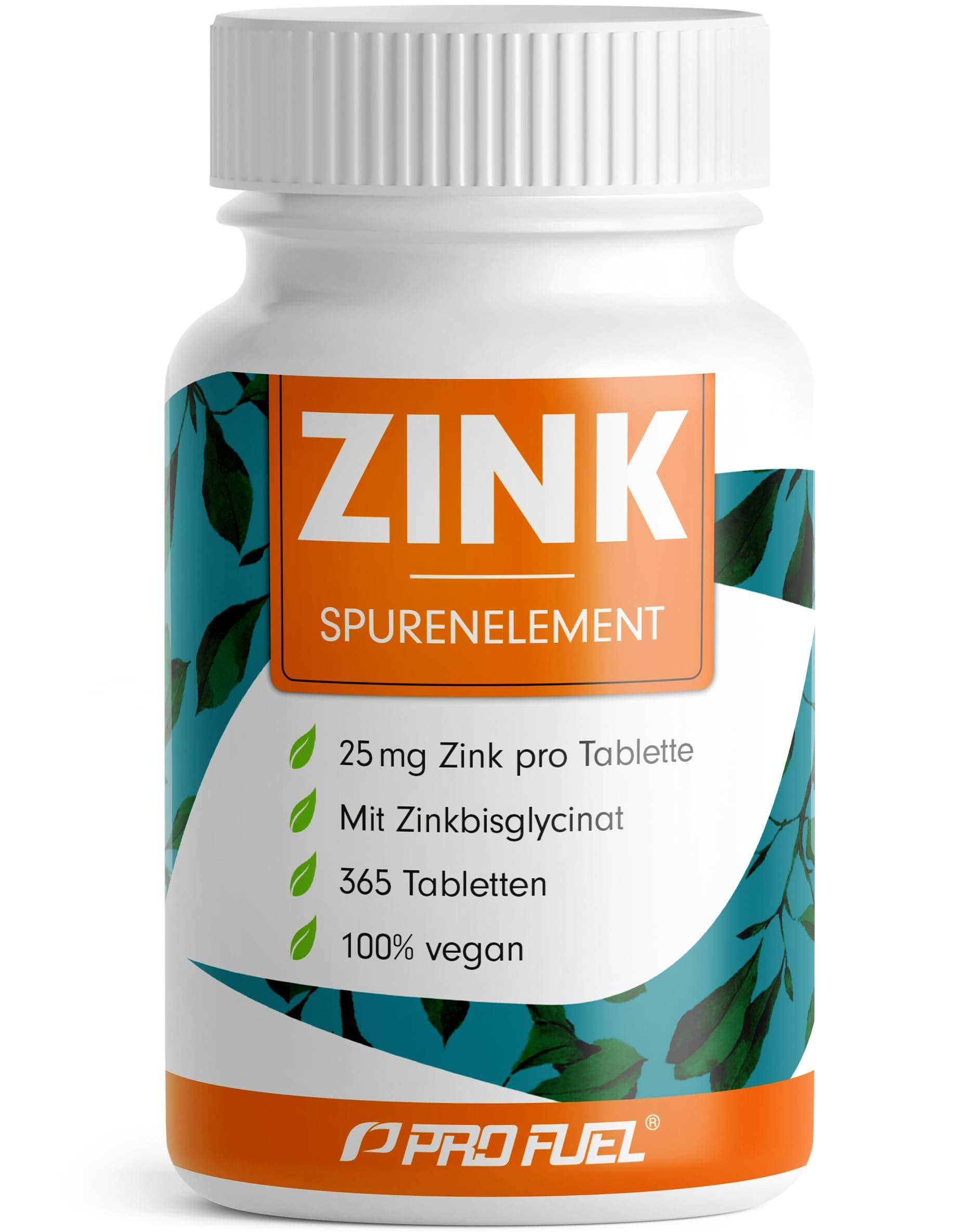 Zink 25mg - 365 Tabletten (vegan) mit Zinkbisglycinat (Zink-Chelat) für höchste Bioverfügbarkeit - laborgeprüft mit Zertifikat - optimal hochdosiert - 1 Jahresvorrat - ProFuel