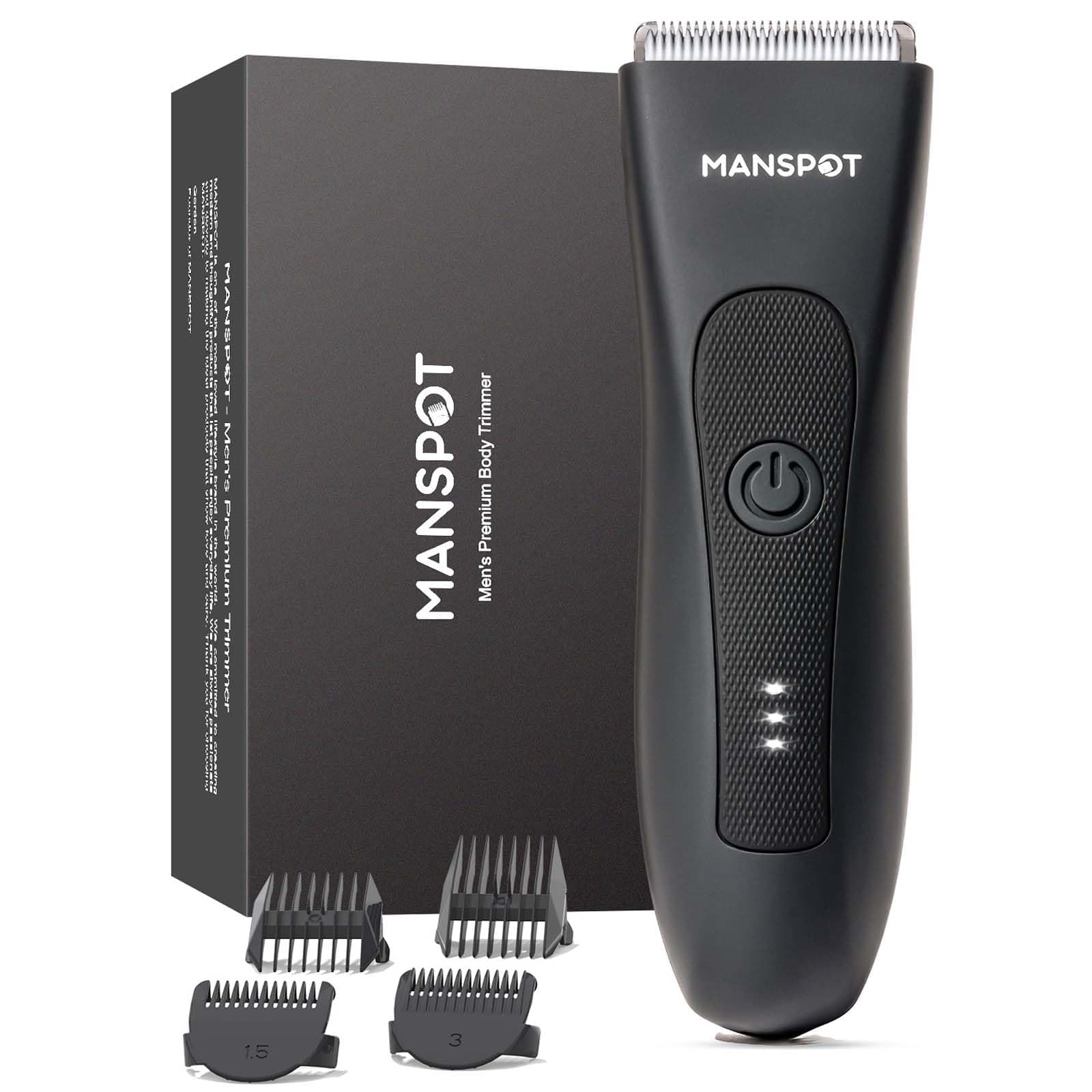 MANSPOT Tondeuse Corps Homme, Tondeuse Intime Homme Étanche IPX7 Wet & Dry, Rasoir Electriques avec Lame en Céramique Hypoallergénique, Rasoir Corps pour Aisselles, Corps, Partie Intimes