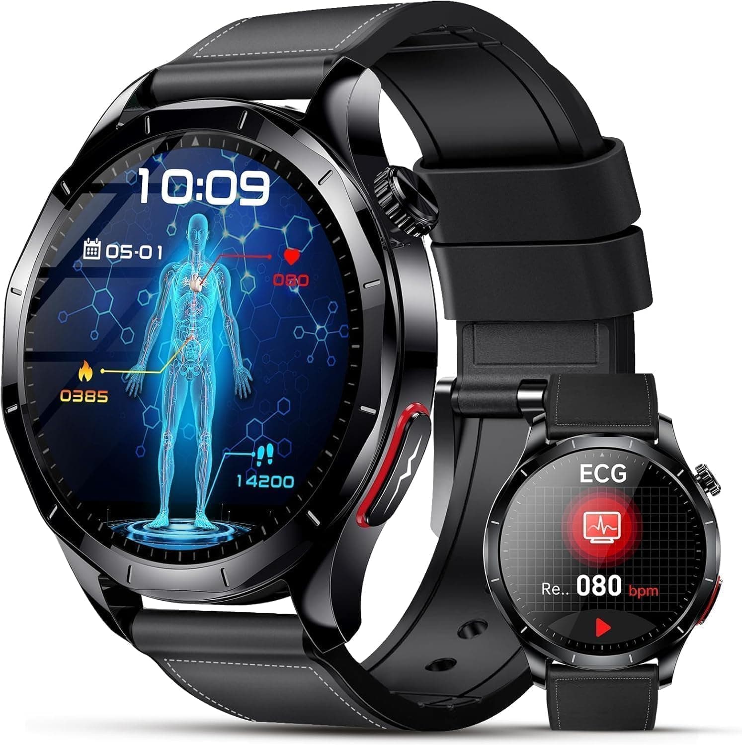 Lgnitek 2026 Nuevo ECG Reloj Inteligente Hombre con HRV/ρresιón Arterιαl/BMI/Ácido Úrico/Lípidos, 1.43“ AMOLED Smartwatch con 24H Pulsómetro SpO2 Monitor de Sueño, Pulsera Actividad para Android iOS