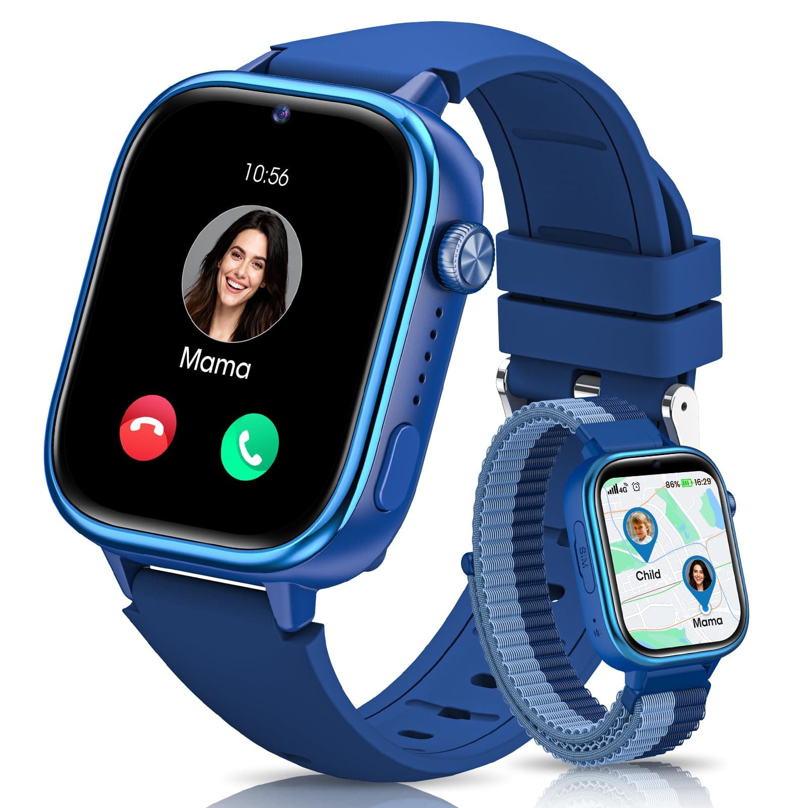 SWGOTA 4G Reloj Inteligente Niño, Smartwatch Niños con GPS y Teléfono/Videollamadas/Chat de Voz/Función SOS/Modo Escuela/IP68, Cámara Despertador Podómetro Monitor de Sueño, Regalo Niñas/Niños, Azul