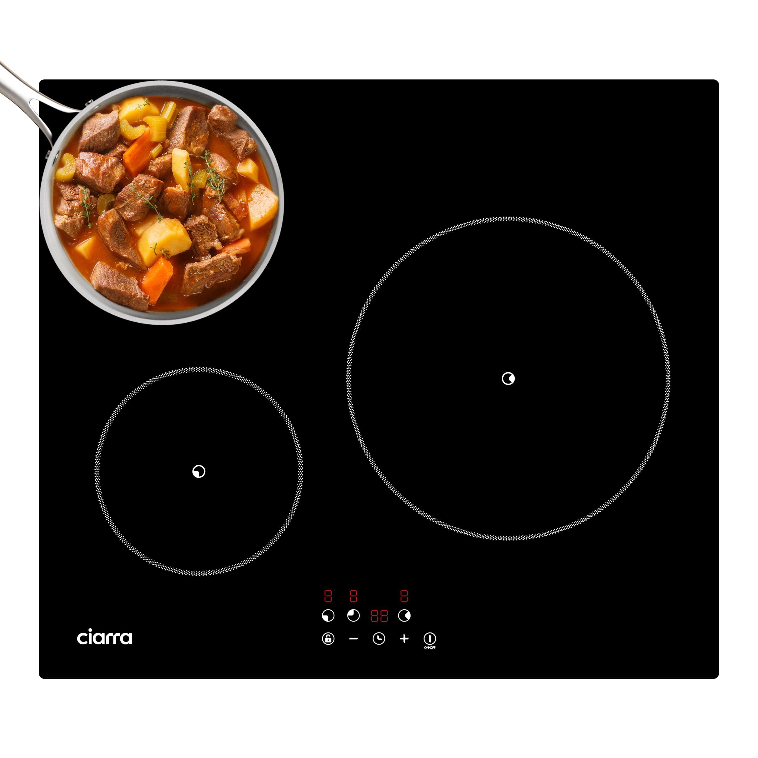 CIARRA Piano Cottura 3 Fuochi da Incasso 60cm Piano a Induzione in Vetroceramica, Comandi Touch, Sicurezza Bambini, CABBIH3-F