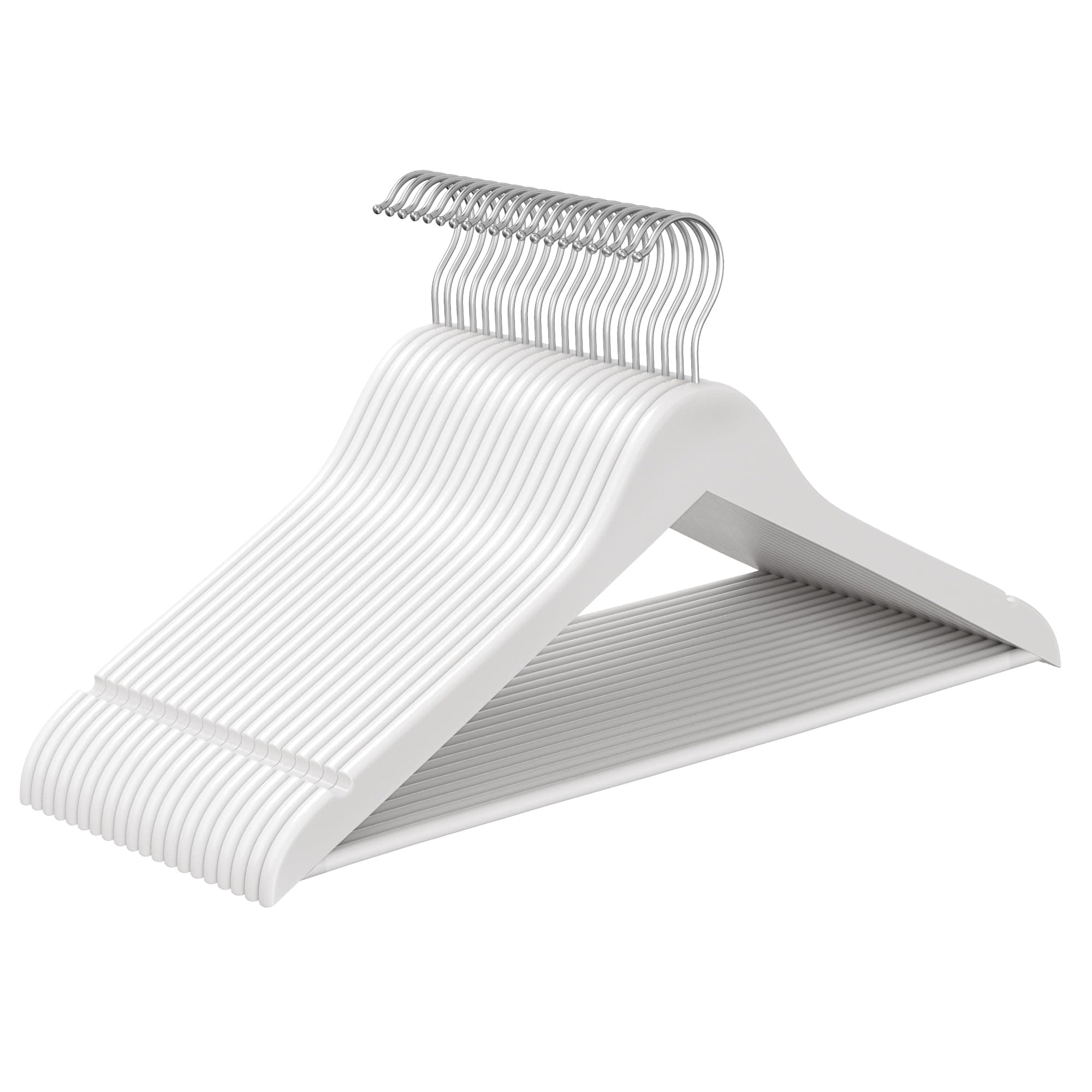 SONGMICS Kleiderbügel Holz, 20er Set, Holzbügel schlank, Bügel, platzsparend, Hosenbügel, 360° drehbarer Haken, Birkenholz, für Träger und Jacken, wolkenweiß CRW040W01