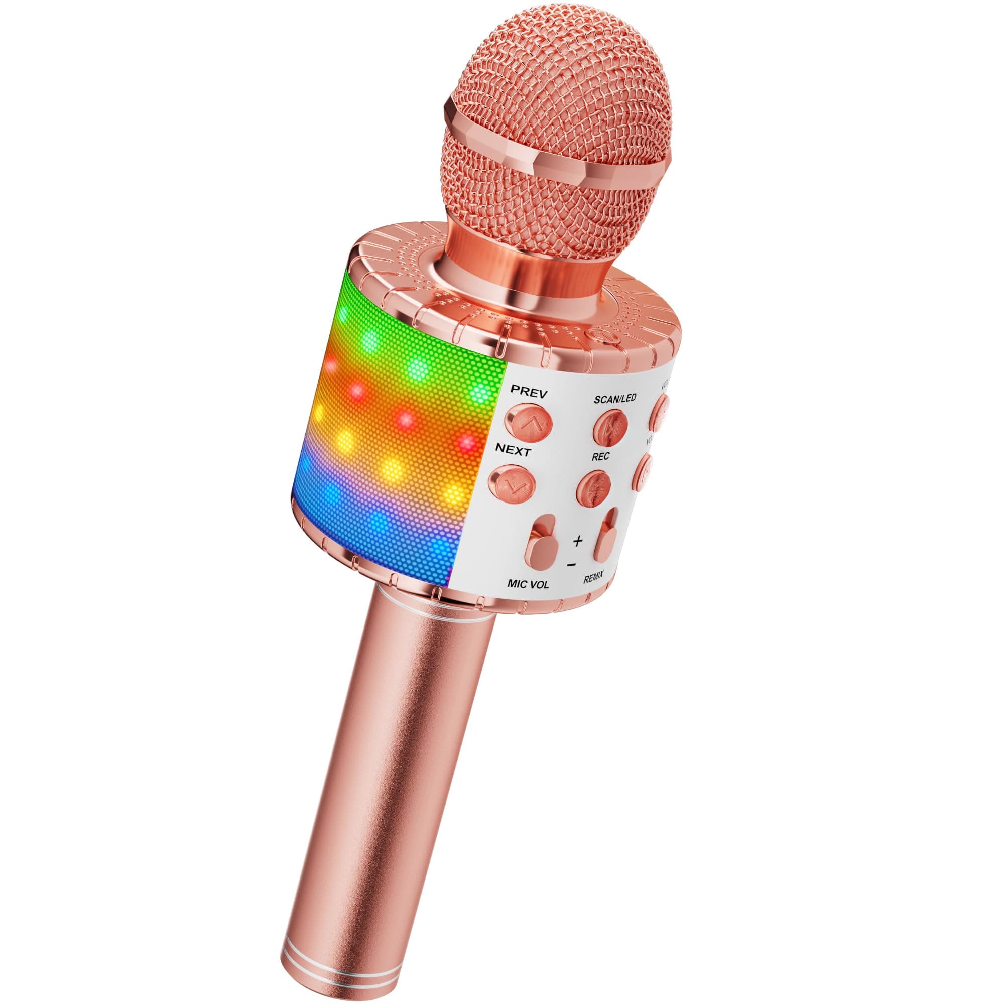 Ankuka Microphone karaoké sans fil portable 4 en 1 Bluetooth avec lumières LED dansantes, lecteur KTV compatible avec appareils Android et iOS pour fêtes/enfants