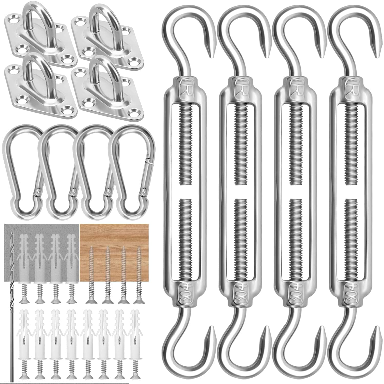 Kit de Fijaciones M6 | Herrajes Inoxidable para Velas Triangulares, cuadradas y rectangulares | Accesorios de Montaje Profesional