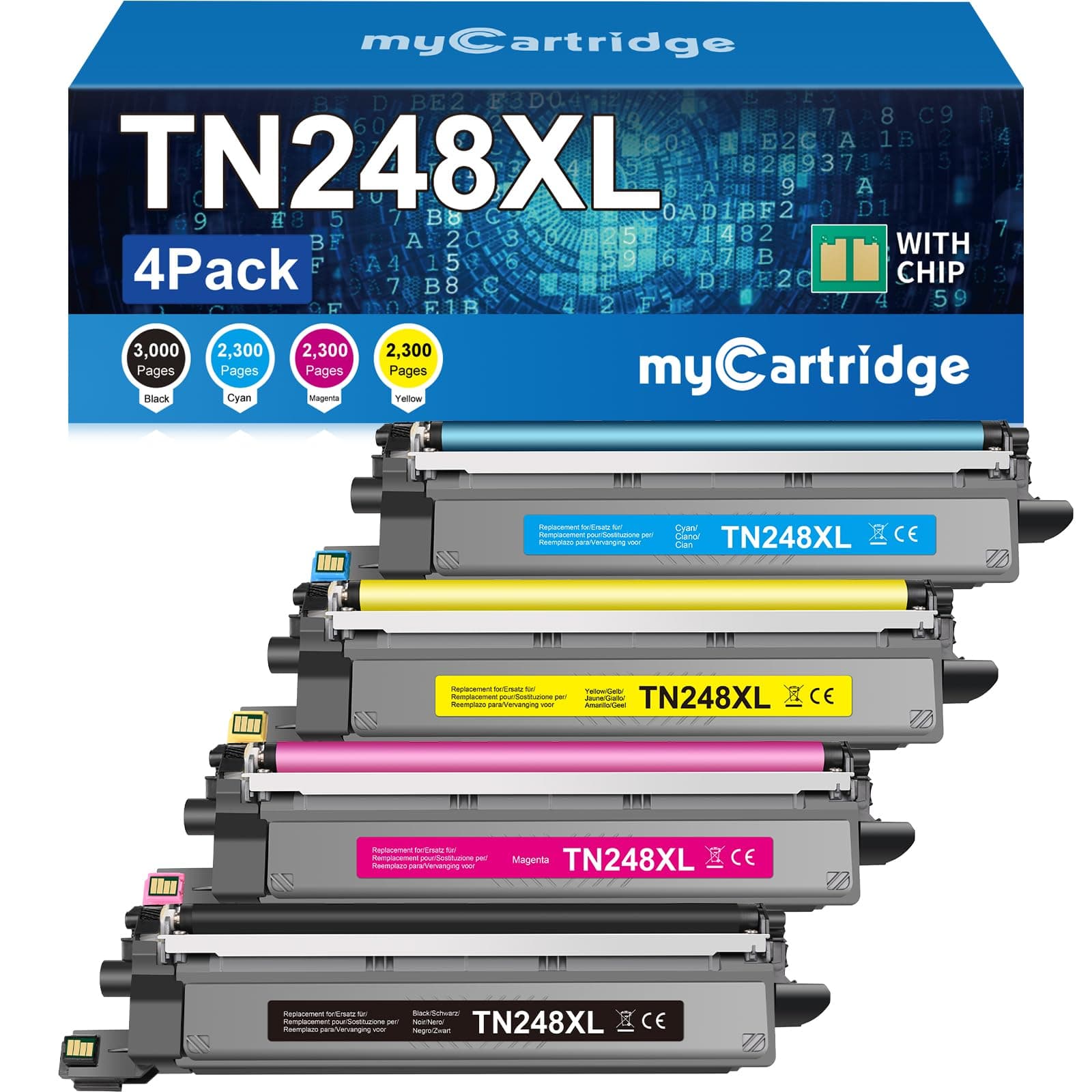myCartridge TN248XL TN248 Toner TN-248CMYK TN-248VAL Compatible para Brother MFC-L3760CDW Toner para DCP-L3560CDW HL-L3240CDW HL-L3220CW para Brother TN248VAL TN248XL TN-248 4-Pack