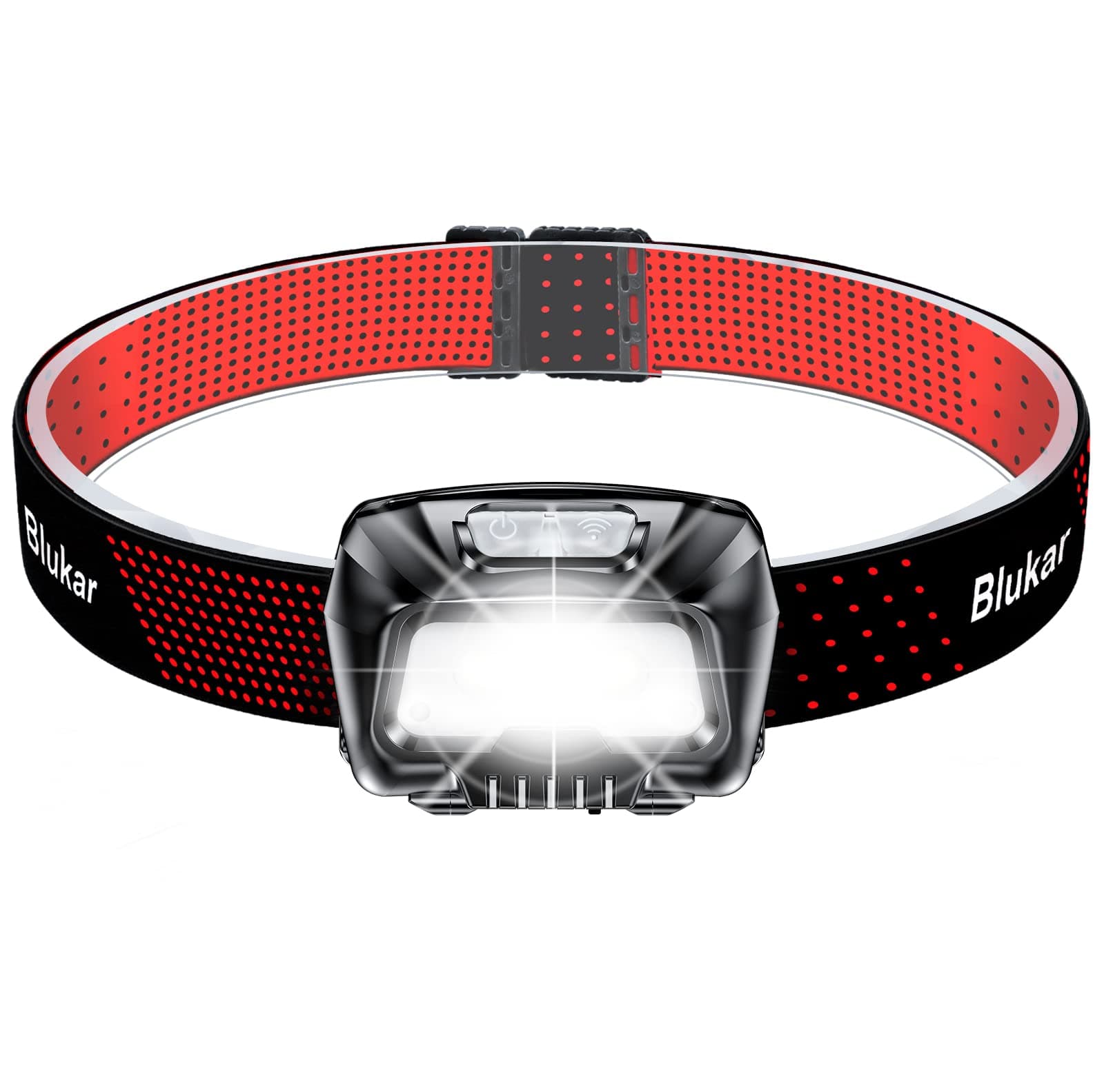 Blukar Linterna Frontal LED Recargable, 2000L Linterna Cabeza Super Brillante con Control de Sensor & Luz Rojo - 6 Modos, IPX5 Impermeable, 30 horas de Funcionamiento para Camping, Correr etc.