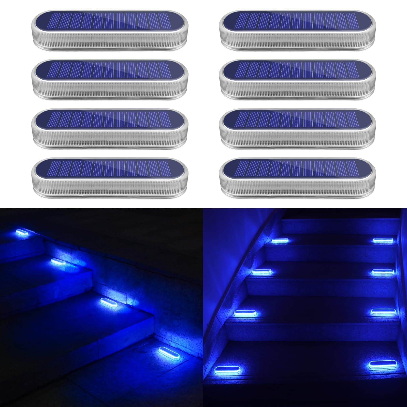 YiLaie Lampe Solaire Exterieur, Lampe Solaire Exterieur Jardin 360 ° LED Lumiere Solaire Exterieur IP68 étanche Avec Auto On/Off Decoration Jardin Exterieur, 40 Lm Lumière bleue Lampe Solaire, 8 pcs