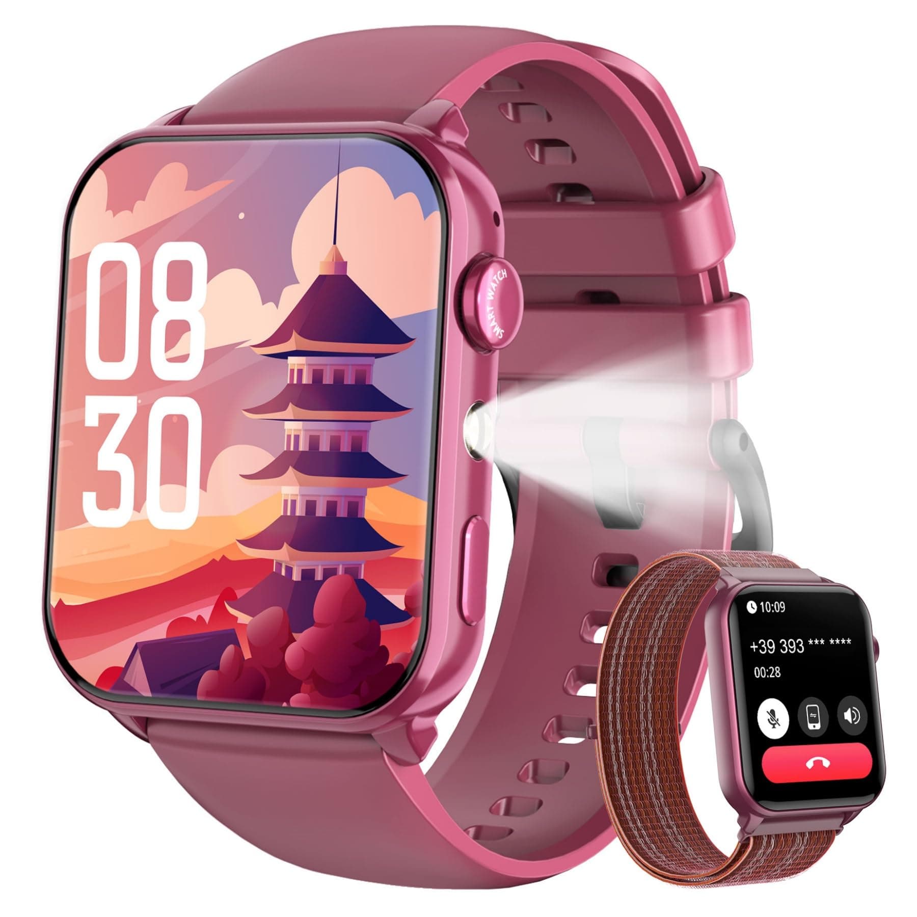 IOWODO Reloj Inteligente Mujer Hombre con Llamada, 1.91" Smartwatch con Monitor Cardíaco, Oxímetro, Sueño, 100+ Modos Deportivos, IP68 Impermeable, Pulsera Actividad para Android iOS