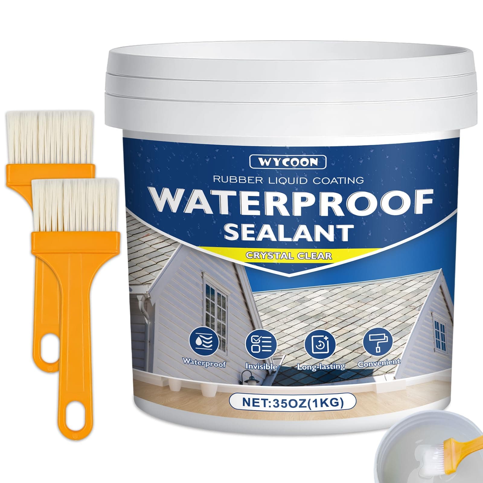 Impermeabilizante Transparente 1KG | Hidrofugante Invisible, Sellador Impermeable para Interiores y Exteriores | Reparación de Fugas en Baño, Inodoro, Tejado, Paredes, Azulejos