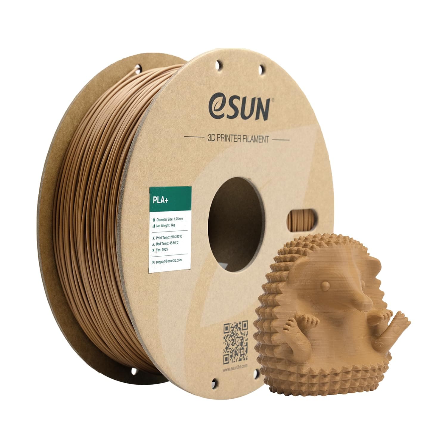 eSUN Filamento PLA+ 1.75mm, Mejorado Tenacidad Impresora 3D Filamento PLA Plus, Precisión Dimensional +/- 0.03mm, 1KG Carrete (2.2 LBS) para Filamento de Impresión 3D, Marrón Claro