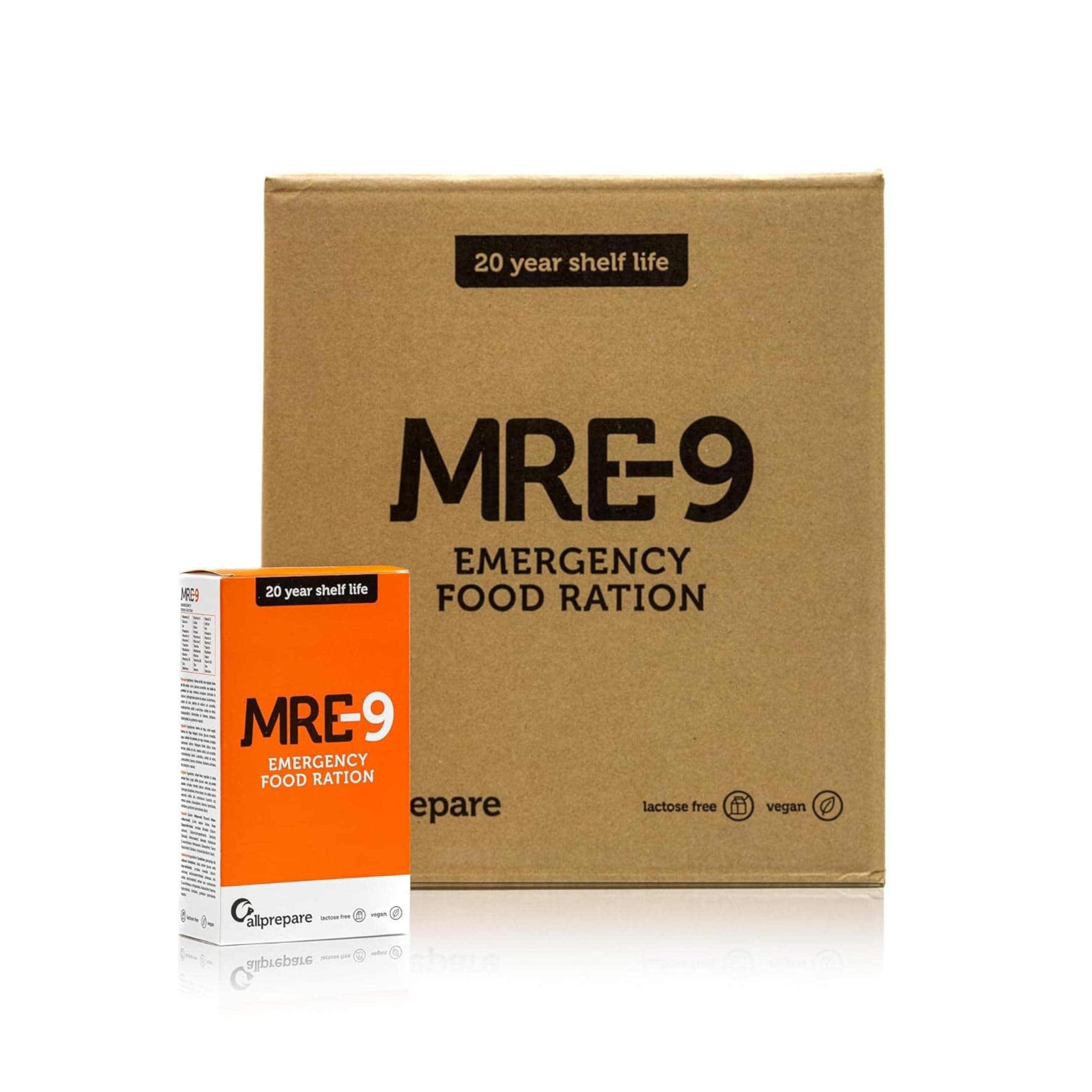 MRE-9 | Ration d'Urgence de 24 Jours | Durée de Conservation de 20 Ans | Vitamines Supplémentaires | 24x500g Alimentation d'Urgence | Végétalien