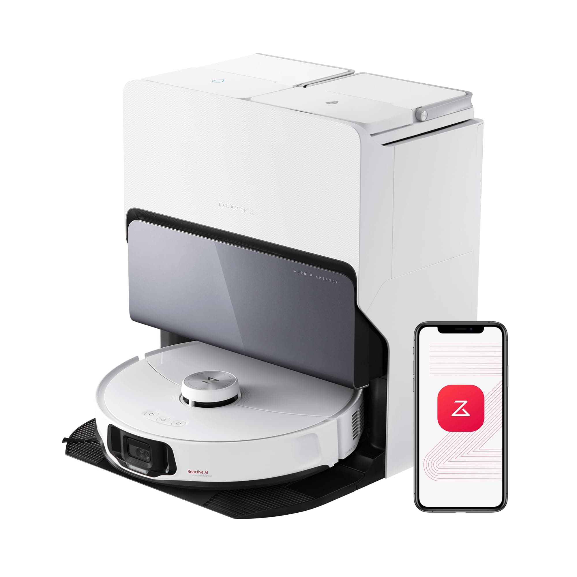 roborock S8 MaxV Ultra Saugroboter mit Wischfunktion&Hebarem Wischmopp, Umfangreiche Reinigung Durch die ausfahrbaren Seitenbürste, 10.000 Pa, 60 °C Heißwasser-Moppwäsche, All-in-One-Dock