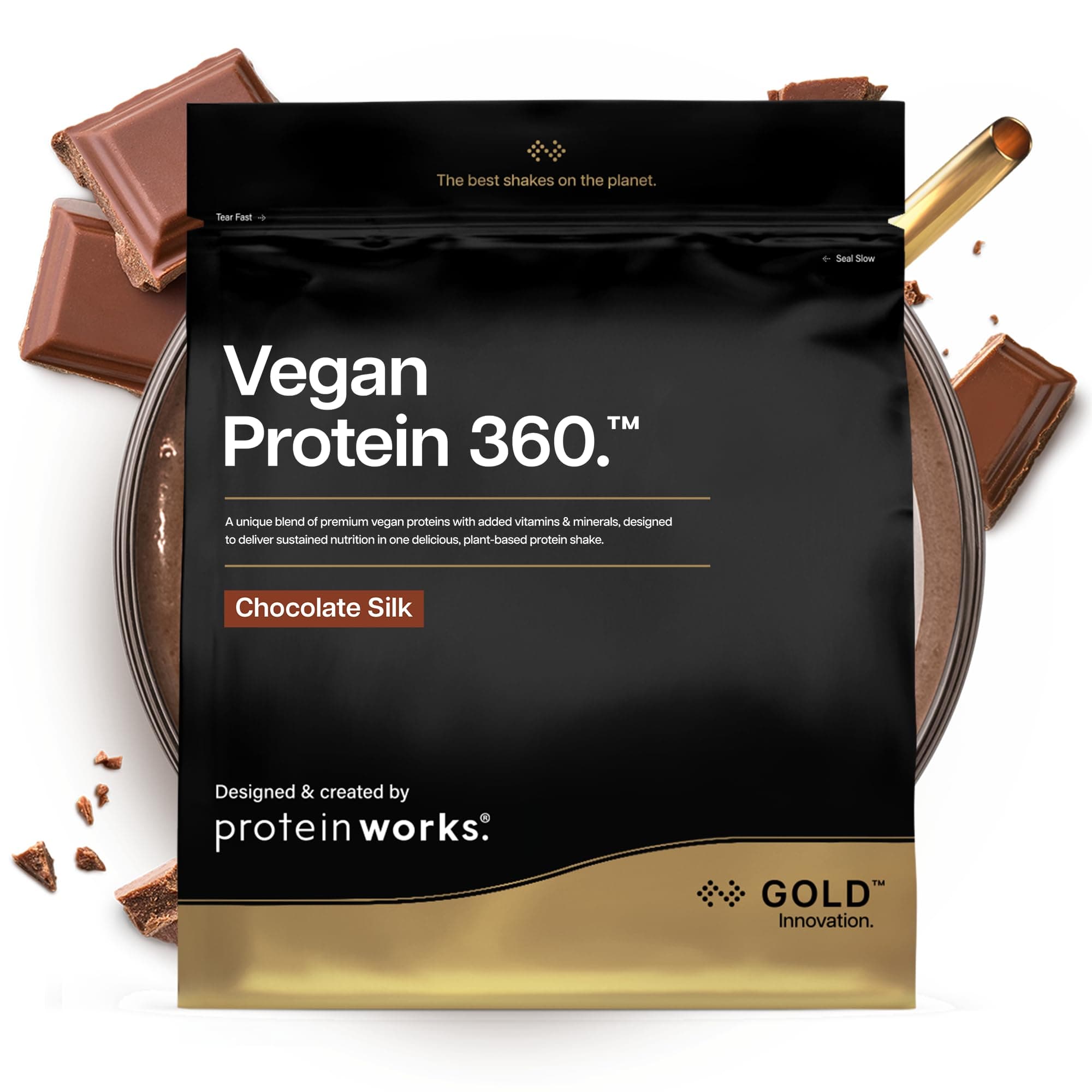Protein Works | Vegan Protein 360 – GOLD Innovation, Proteine Vegane, Miscela Multi-Proteica Premium 100% Vegetale, Shake a Basso Contenuto di Grassi e Calorie, Cioccolato Morbido, 33 Porzioni, 1kg