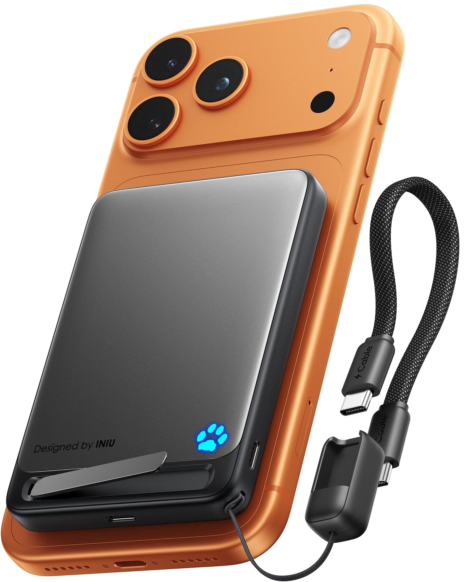 INIU Powerbank für MagSafe, Ultra-schlank Original Qi2-zertifiziert 15W Magnetische Powerbank iPhone, 10000mAh 45W Kabel-Ladung USB-C Externer Akku, Reise-Essential für iPhone 17 16 15 14 13 12 Serie