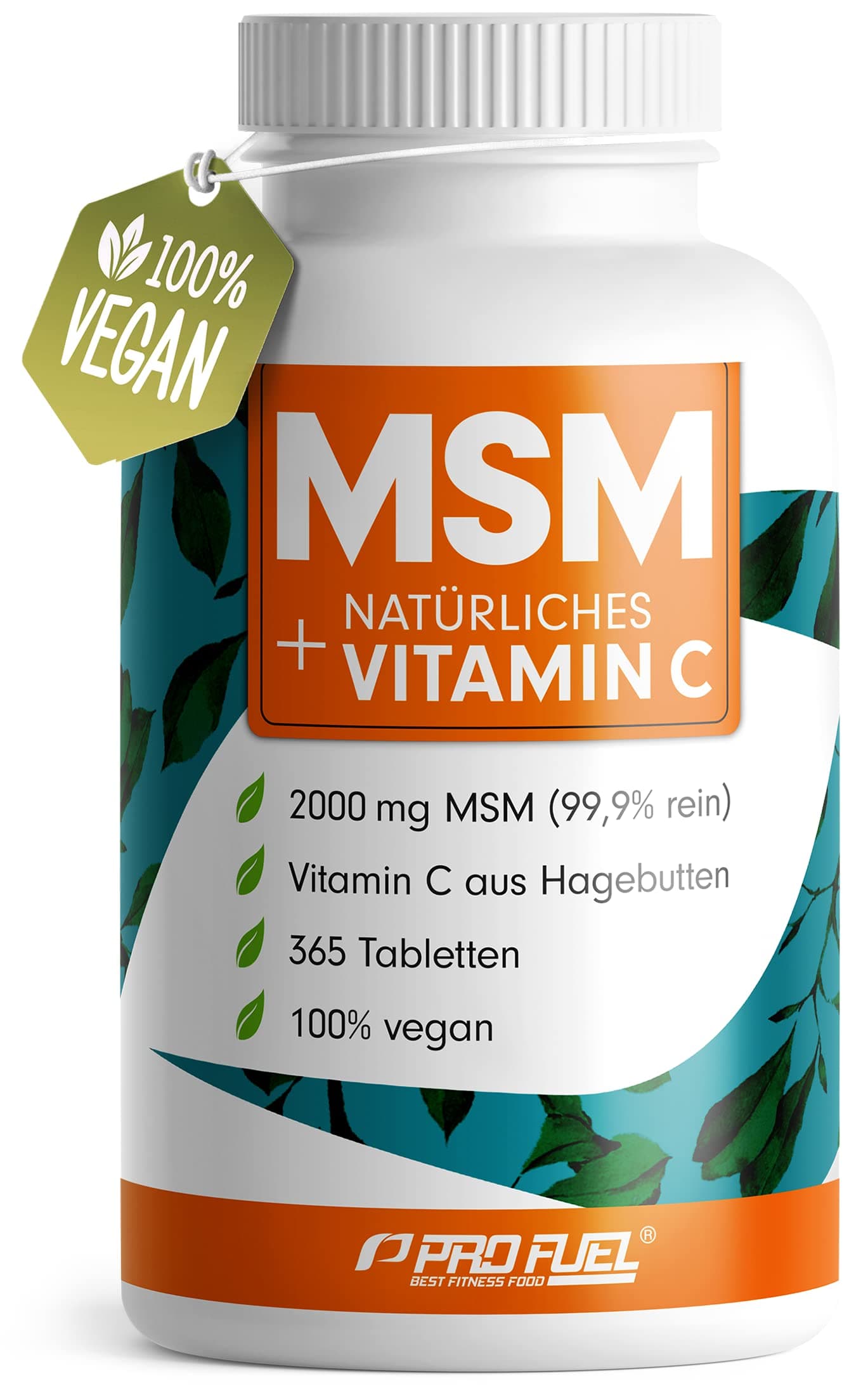 MSM 2000mg pro Tag + natürliches Vitamin C - 365 MSM Tabletten mit Methylsulfonylmethan - kompakteres MSM Pulver als bei MSM Kapseln - hochdosiert mit 1000 mg pro MSM Tab - laborgeprüft mit Zertifikat