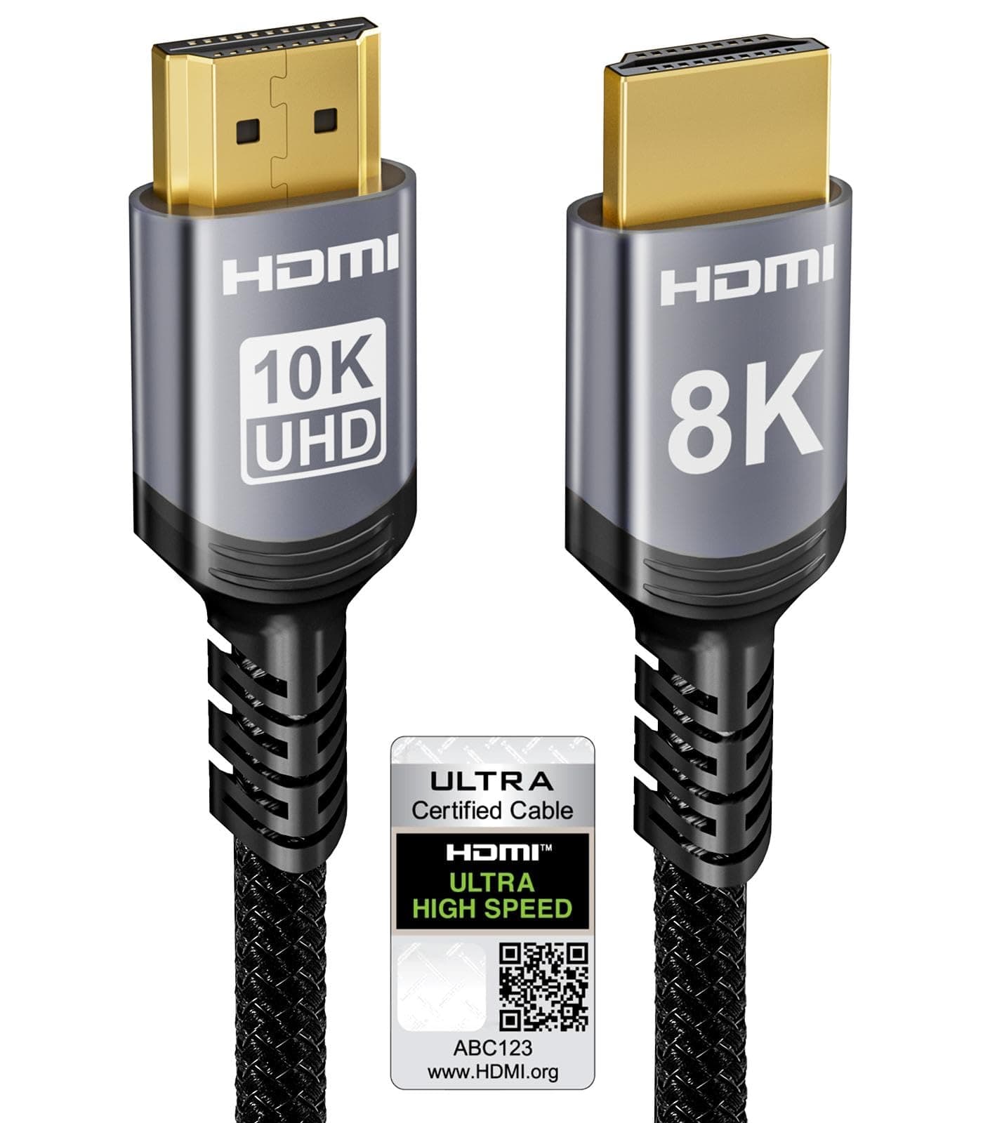 Sniokco 10K 8K 4K Câble HDMI 2.1 48Gbps 1M, Certifié Ultra Haute Vitesse HDMI® Cable 0.01ms 4K 240Hz 165Hz 120Hz 8K 60Hz eARC Netflix HDCP 2.3 2.2 DTS:X HDR10+ TV Moniteur Projecteur Roku