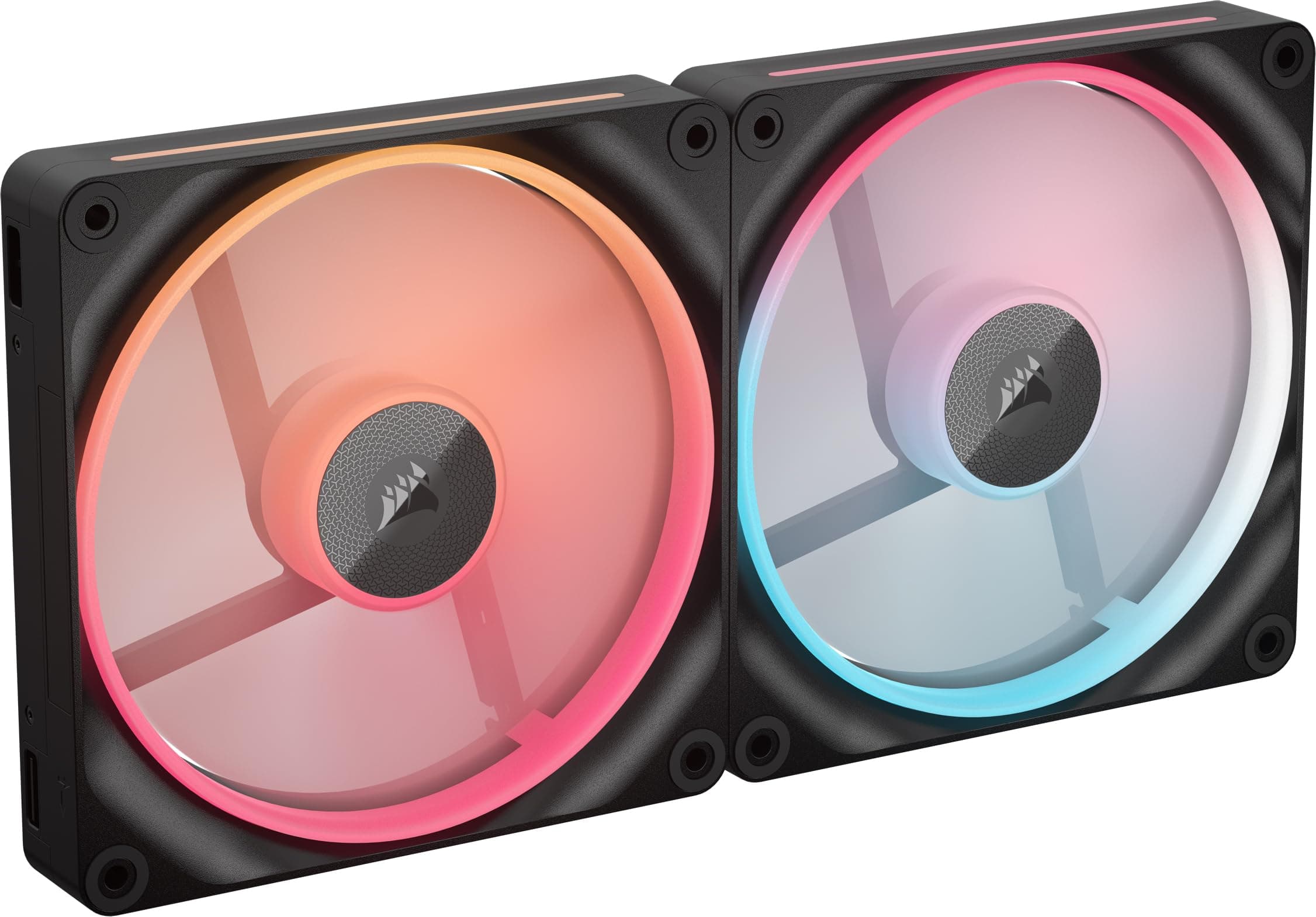 CORSAIR iCUE LINK LX140-R RGB 140mm Ventole PWM Invertite – Kit Doppia Ventola – Basso Rumore, CORSAIR Cuscinetto Magnetico a Cupola, Doppio Anello Luminoso, Viti QuikTurn™, Modalità Zero RPM – Nero