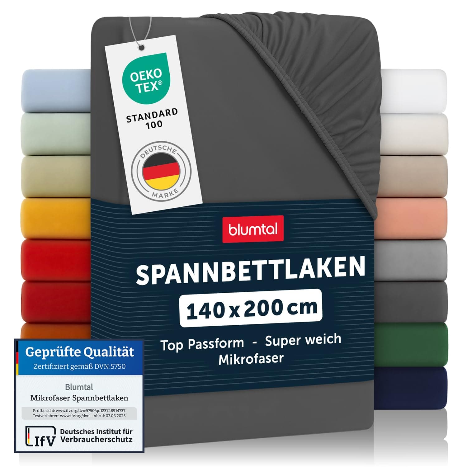 Blumtal® Spannbettlaken 140x200 cm - Bettlaken aus Microfaser - Oekotex zertifiziertes Spannbetttuch 140x200 cm / 140x200 Spannbettlaken - Leintuch 140x200 - Bettspanntuch - Laken - Anthrazit