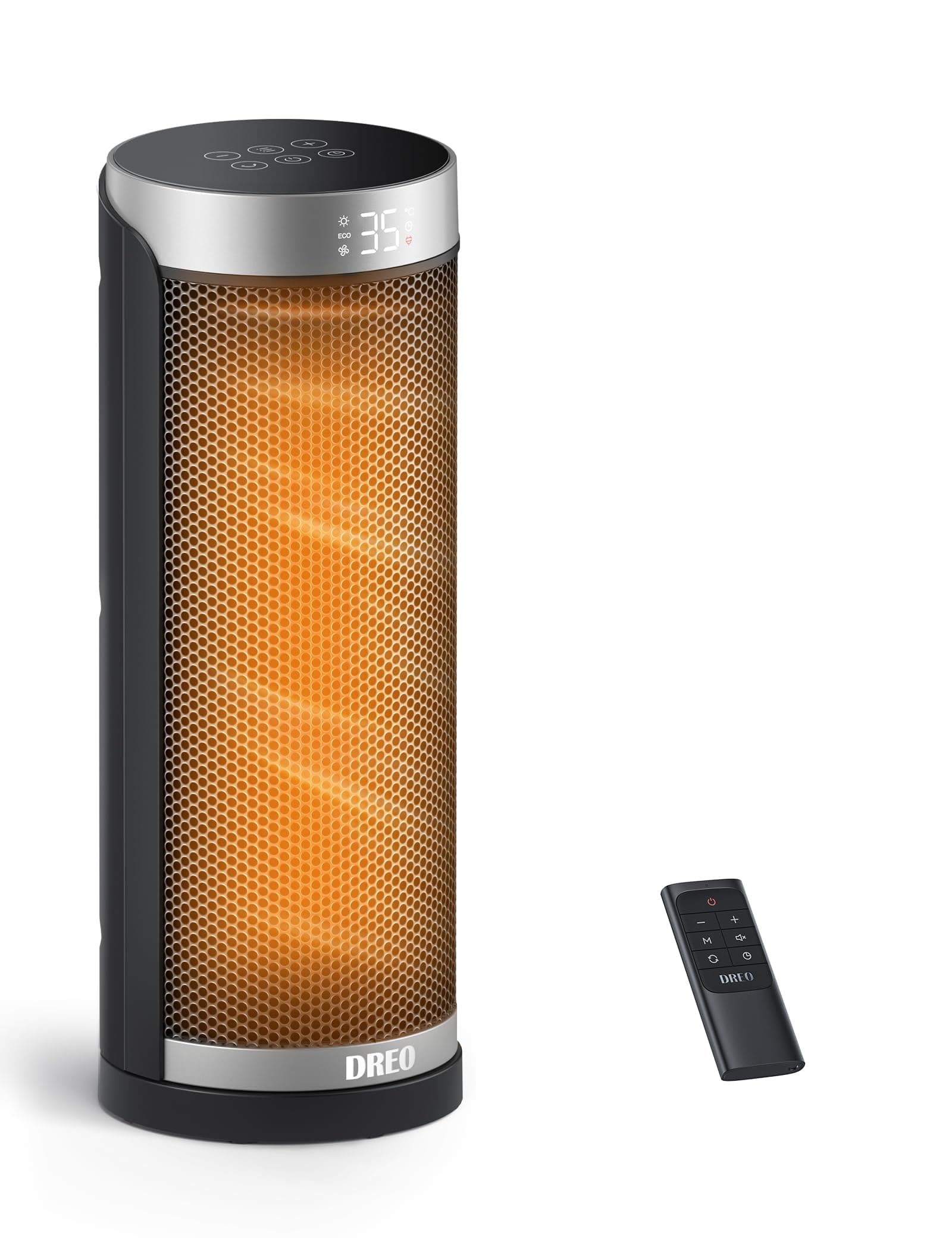 Dreo Chauffage Électrique 2000W, Radiateur Céramique Silencieux avec Oscillation 70° et Télécommande, Minuterie 12h, 3 Modes, 3 Vitesses, Protection Surchauffe et Basculement, Solaris Slim H3