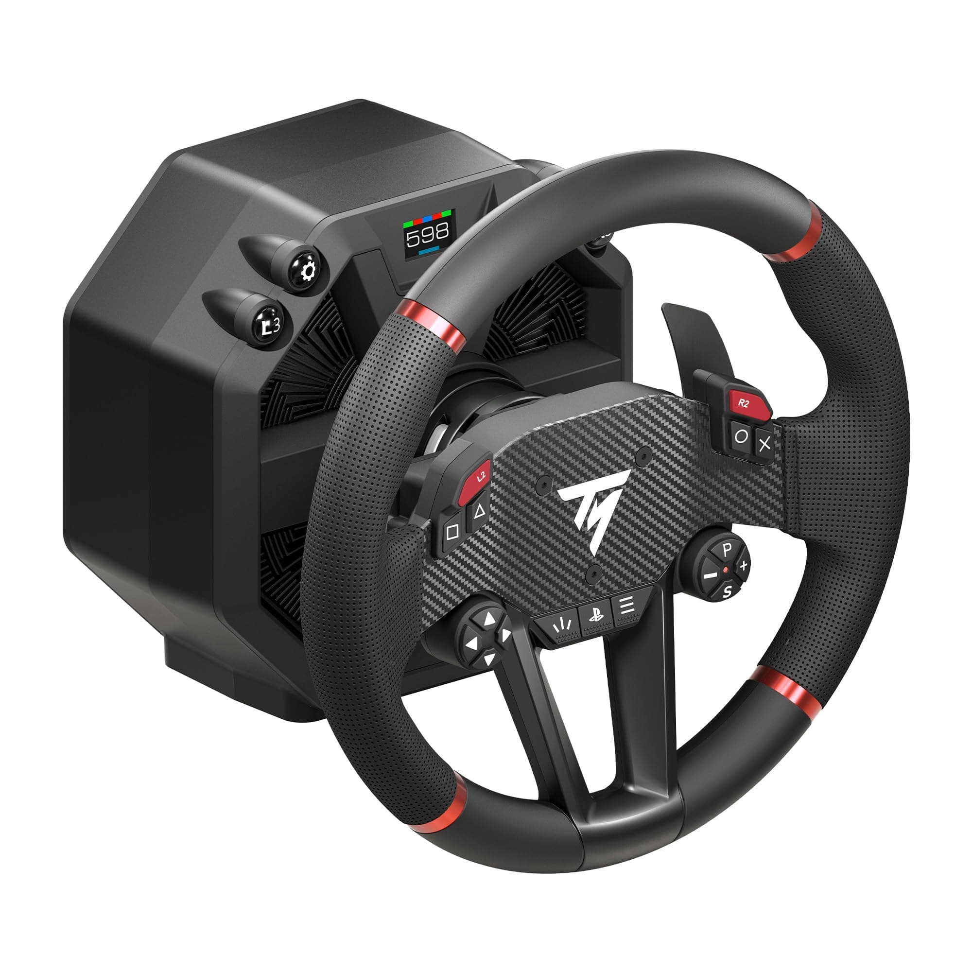 Thrustmaster T598 - Volante de Carreras Direct Axial Drive para PS5, PS4 y PC (Force Feedback de Próxima Generación, Aro Sportcar de 30 cm, Incluye Pedales Raceline Pedals LRT) Negro