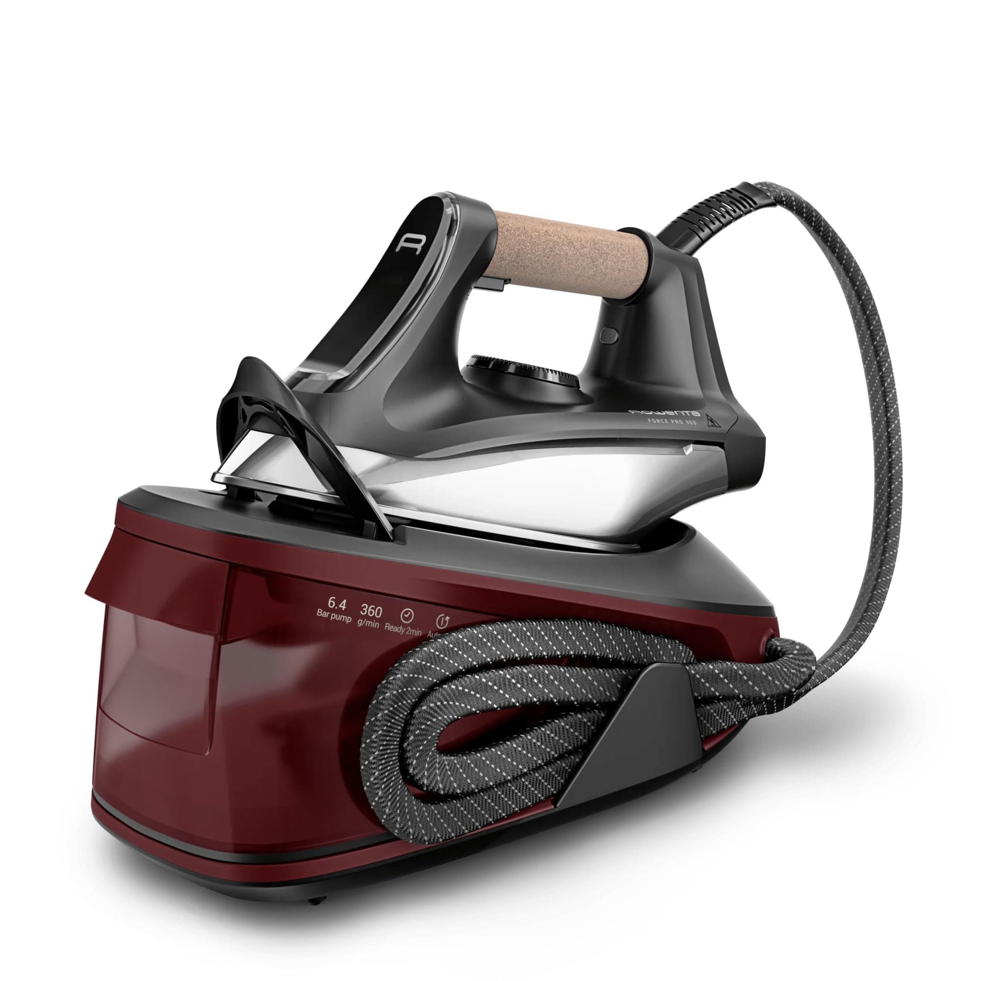 Rowenta Force Pro 300, Ferro da Stiro con Caldaia, Alta Pressione 6.1 Bar, Generatore di Vapore 360 g/min, -25% di Consumo Energetico in Modalità Eco, Funzione Verticale, 2400W, VR5431F0, Color Acqua