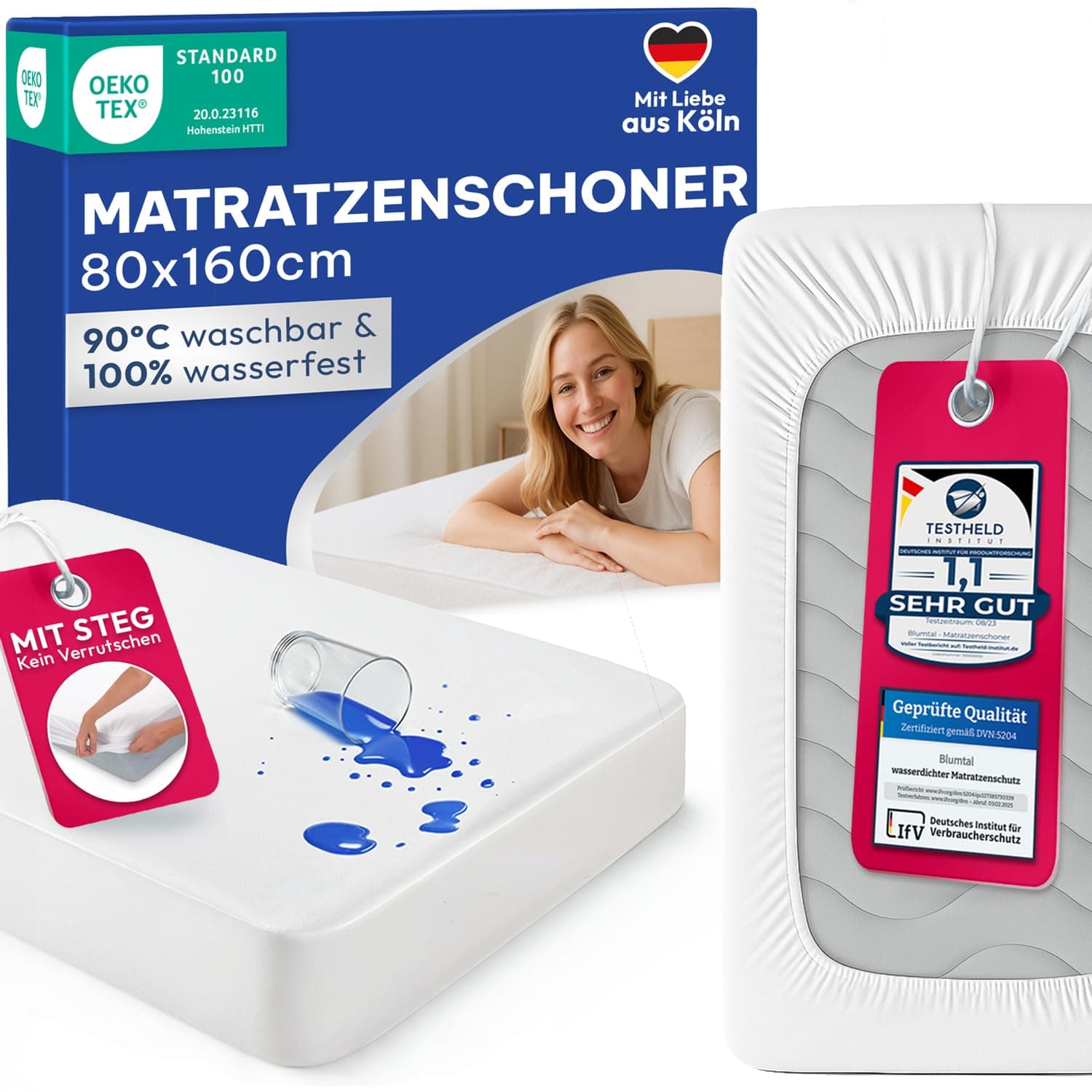 Blumtal® Matratzenschoner - 80x160 cm - Matratzenschutz wasserdicht - OEKO-TEX zertifizierter Matratzenschoner wasserdicht 80x160 - knisterfreier Schoner Matratze - atmungsaktiver Nässeschutz 80x160cm