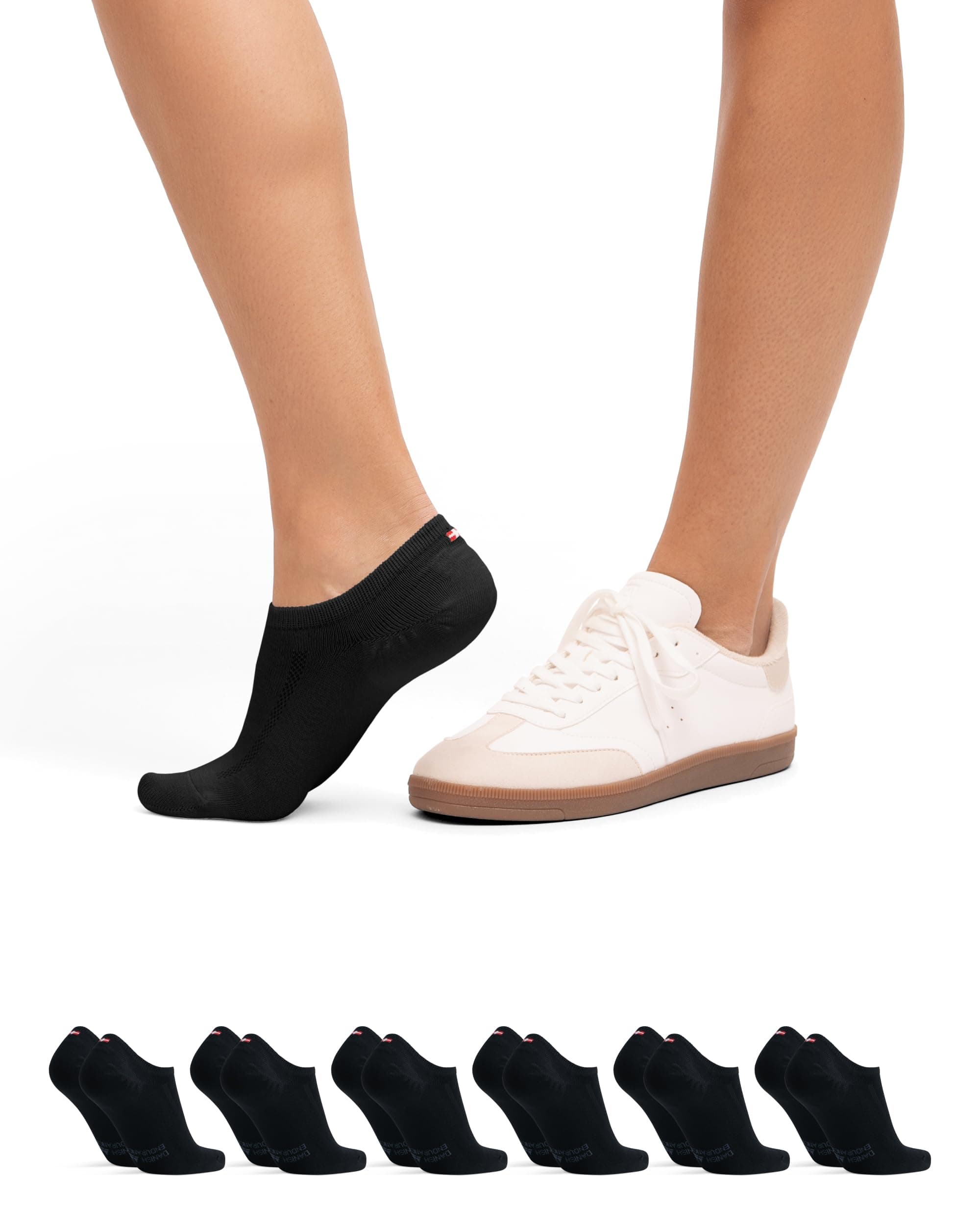 DANISH ENDURANCE 6 Paar Füßlinge aus Bio-Baumwolle, Unsichtbare Sneaker-Socken, Kurze Sommer Socken, Ballerina Socken, Rutschfest, Damen & Herren