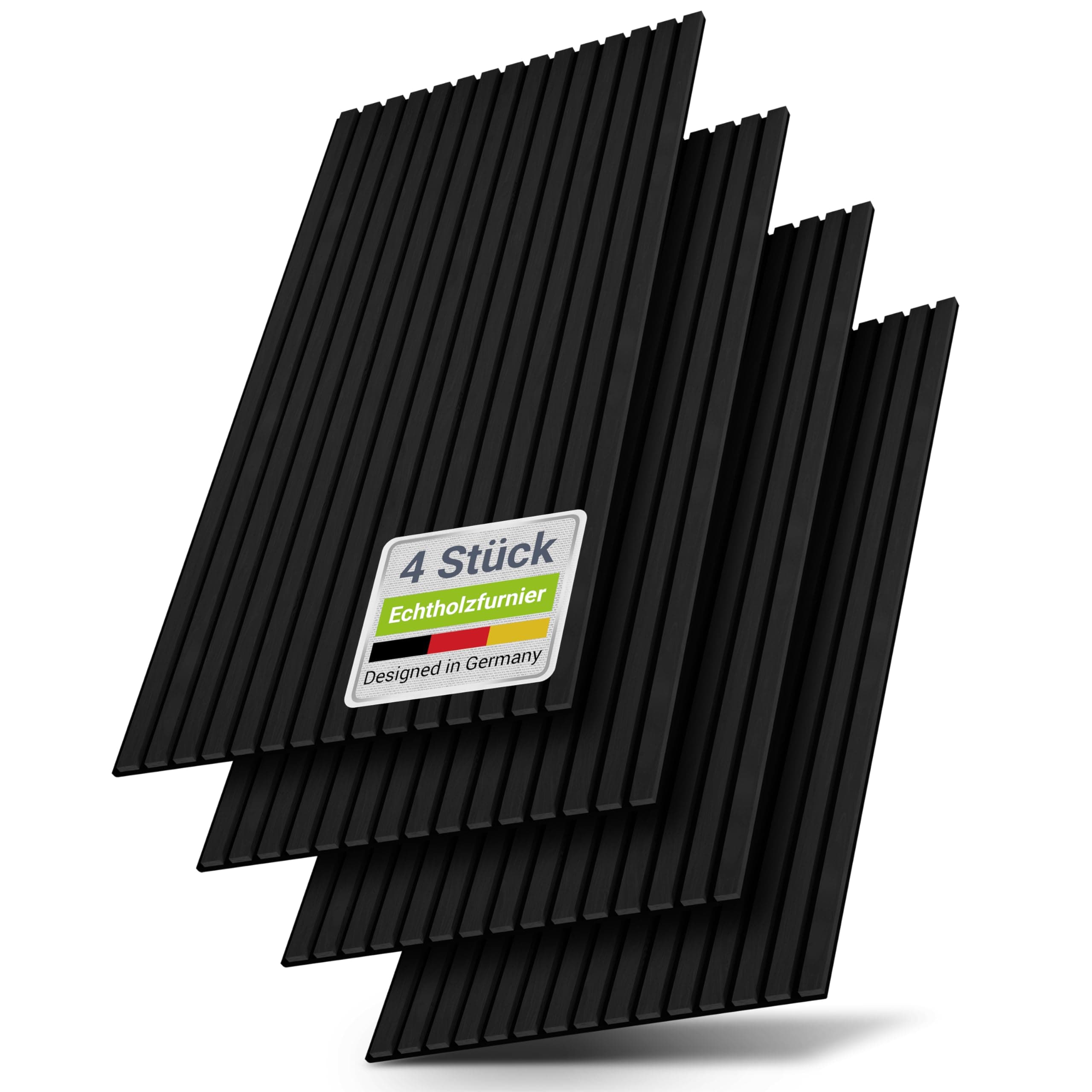 Juskys Akustikpaneele 4er Set 2,88 m² – Wandpaneele 120x60 cm zur Wandverkleidung, reduziert Hall & Lärm, dekorative Wandplatten – Eiche Schwarz