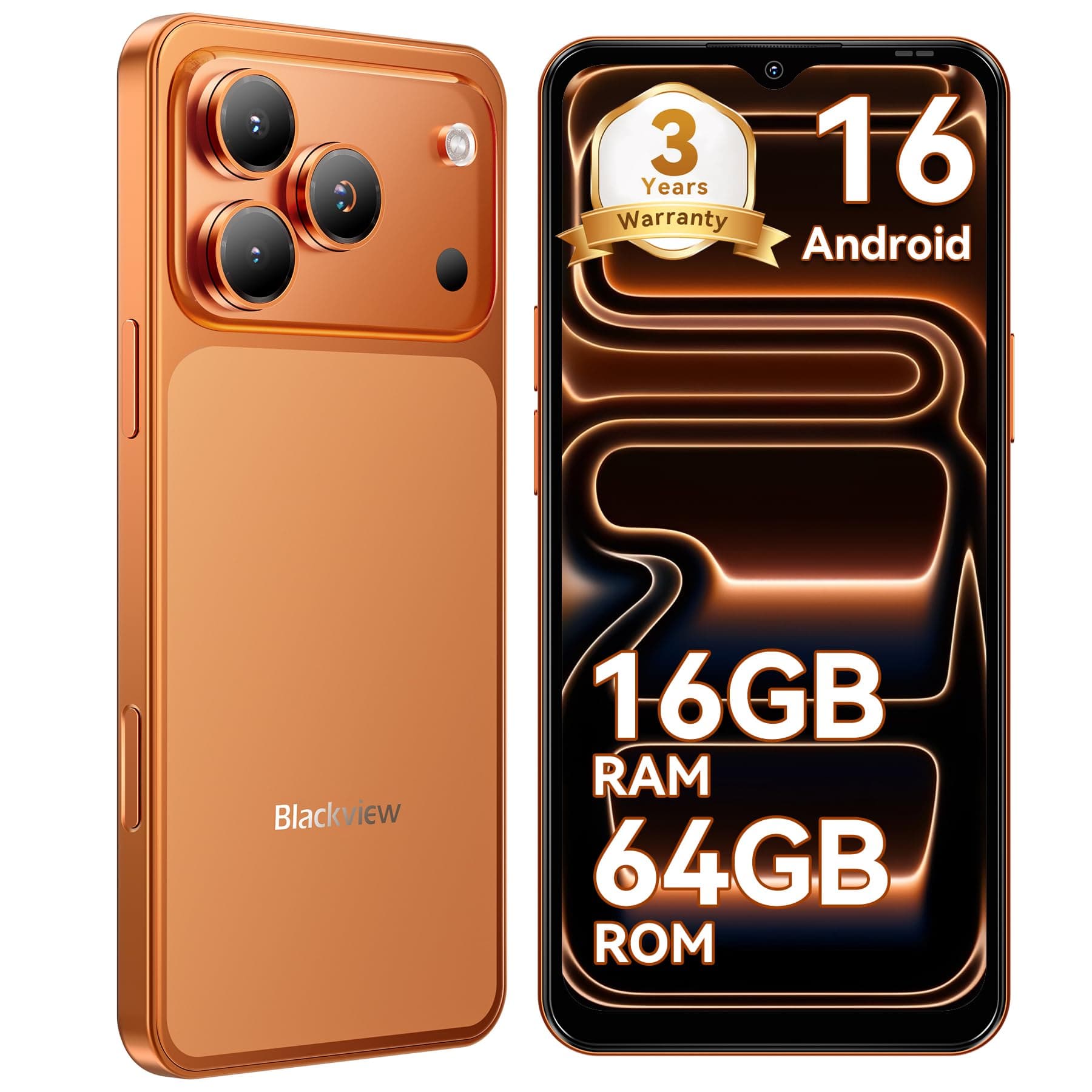 Blackview Wave 7C Telephone Portable Android 16 Smartphones, 16Go+64Go/2To, 32MP+13MP, 5000mAh, 6.56" Smartphon Pas Cher 4G Dual SIM, Téléphone WiFi 5G/GPS/IP54/3 Card Slots/3.5mm/FM/3Ans Garantie | Android 16, 32MP+13MP, 16Go+64Go/2To, WiFi 5G, IP54, 3 Card Slots