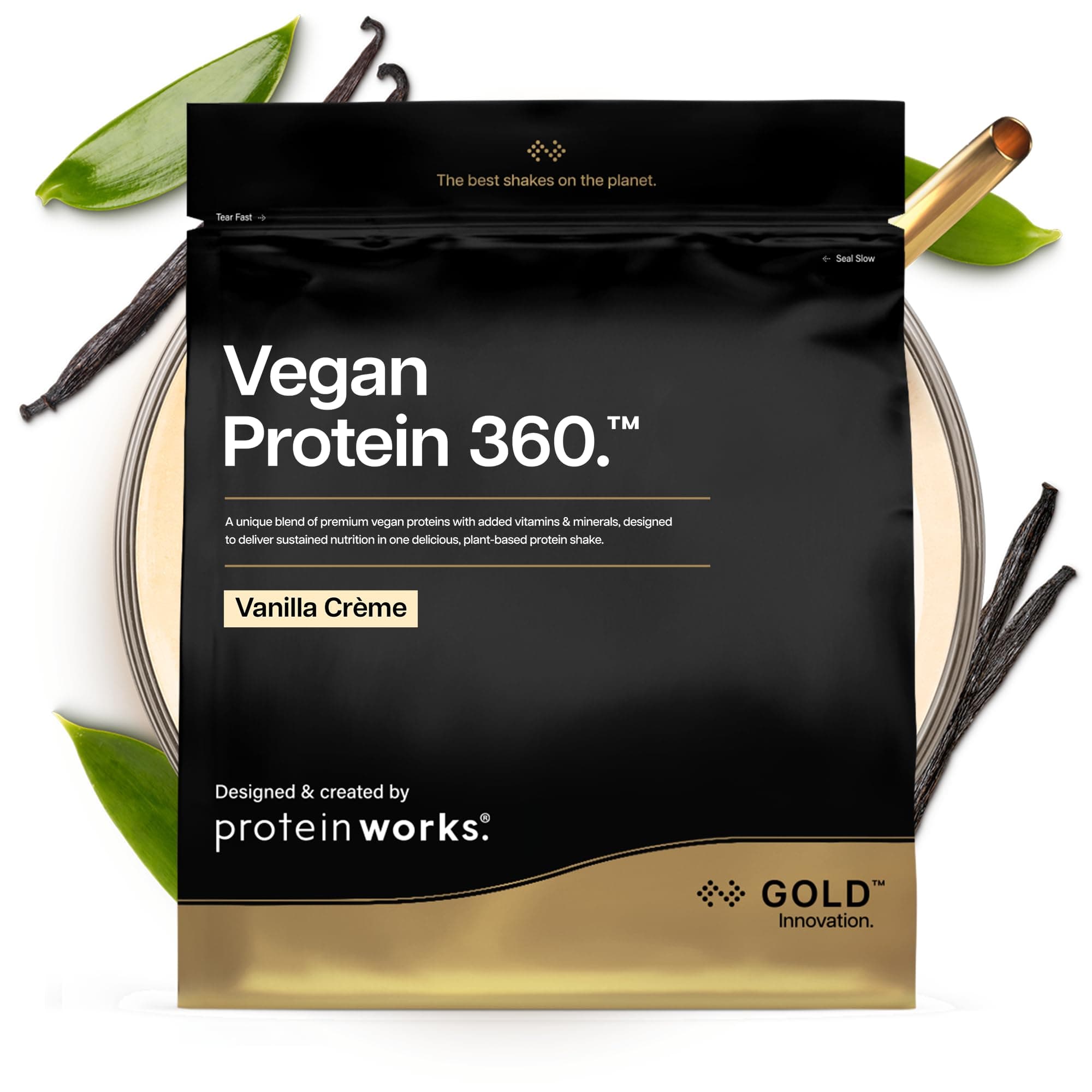 Protein Works | Vegan Protein 360 – GOLD Innovation, Proteína Vegana, 100% Vegetal y Natural, Mezcla Multi-Proteína Premium, Batido Bajo en Grasa y Calorías, Crema de Vainilla, 66 Porciones, 2kg