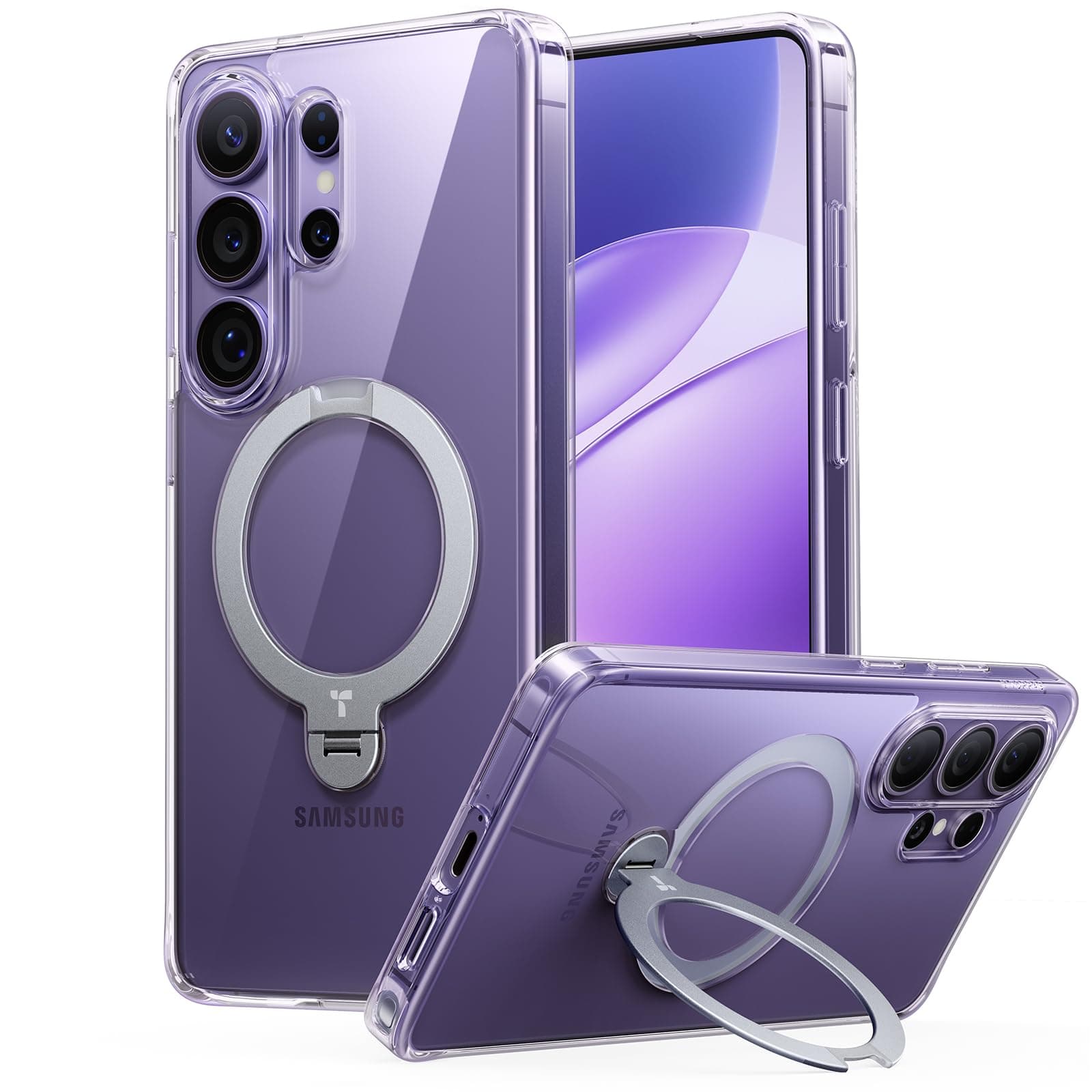 TORRAS Ostand Q3 Spin für Samsung Galaxy S26 Ultra Hülle Klar (360° Langlebig Ständer für Magsafe) TOP Militärschutz (100% Anti-Vergilbung) Handyhülle Samsung S26 Ultra Case Schutzhülle Transparent