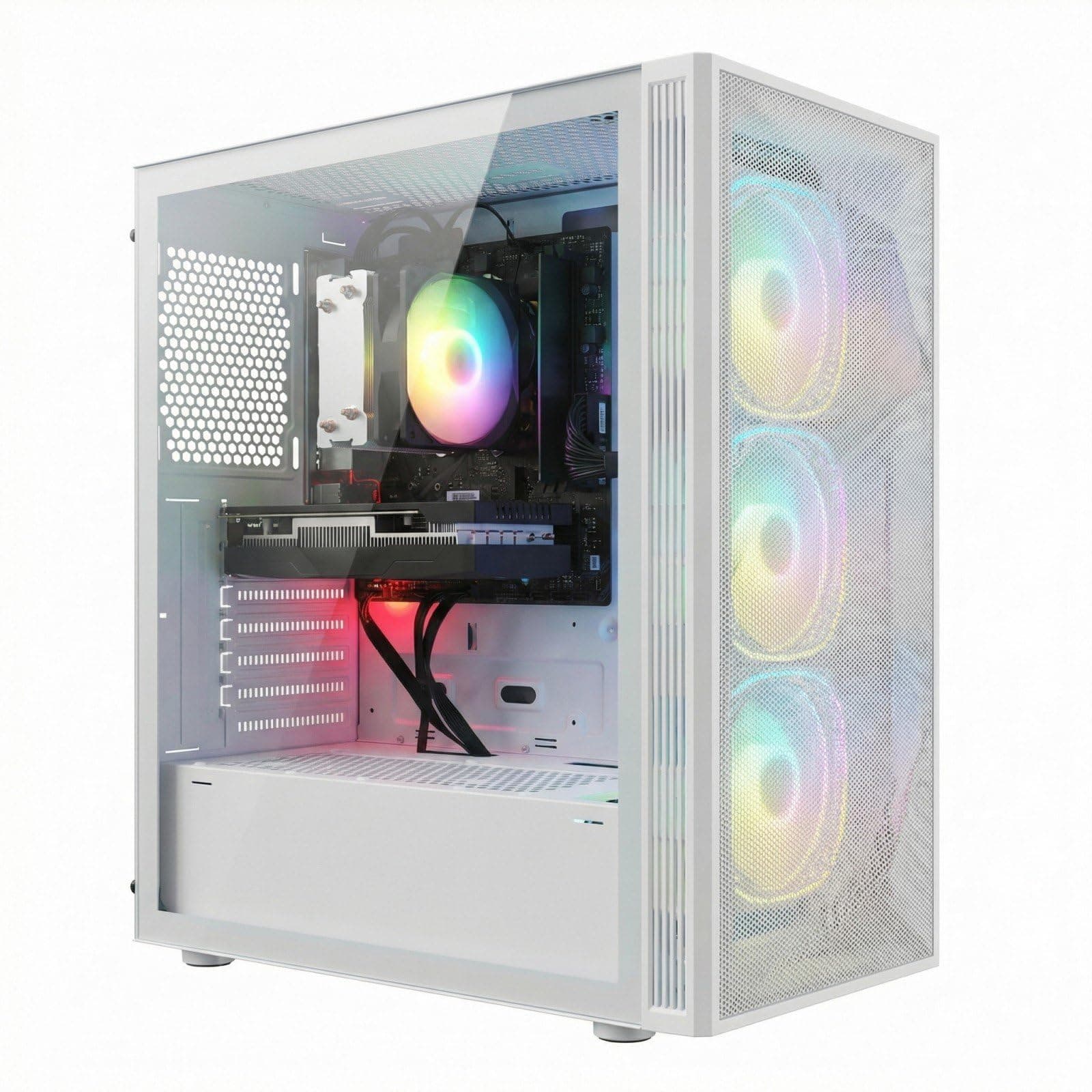 STGsivir PC Gamer Fixe, Ordinateur Gaming,GeForce RTX 3050 6Go GDDR6, Ryzen 5 5500 jusqu'à 4.2GHz,16Go DDR4 RAM, 512Go SSD, WiFi 6, BT 5.0, Ventilateur RGB x3, Windows11 Pro
