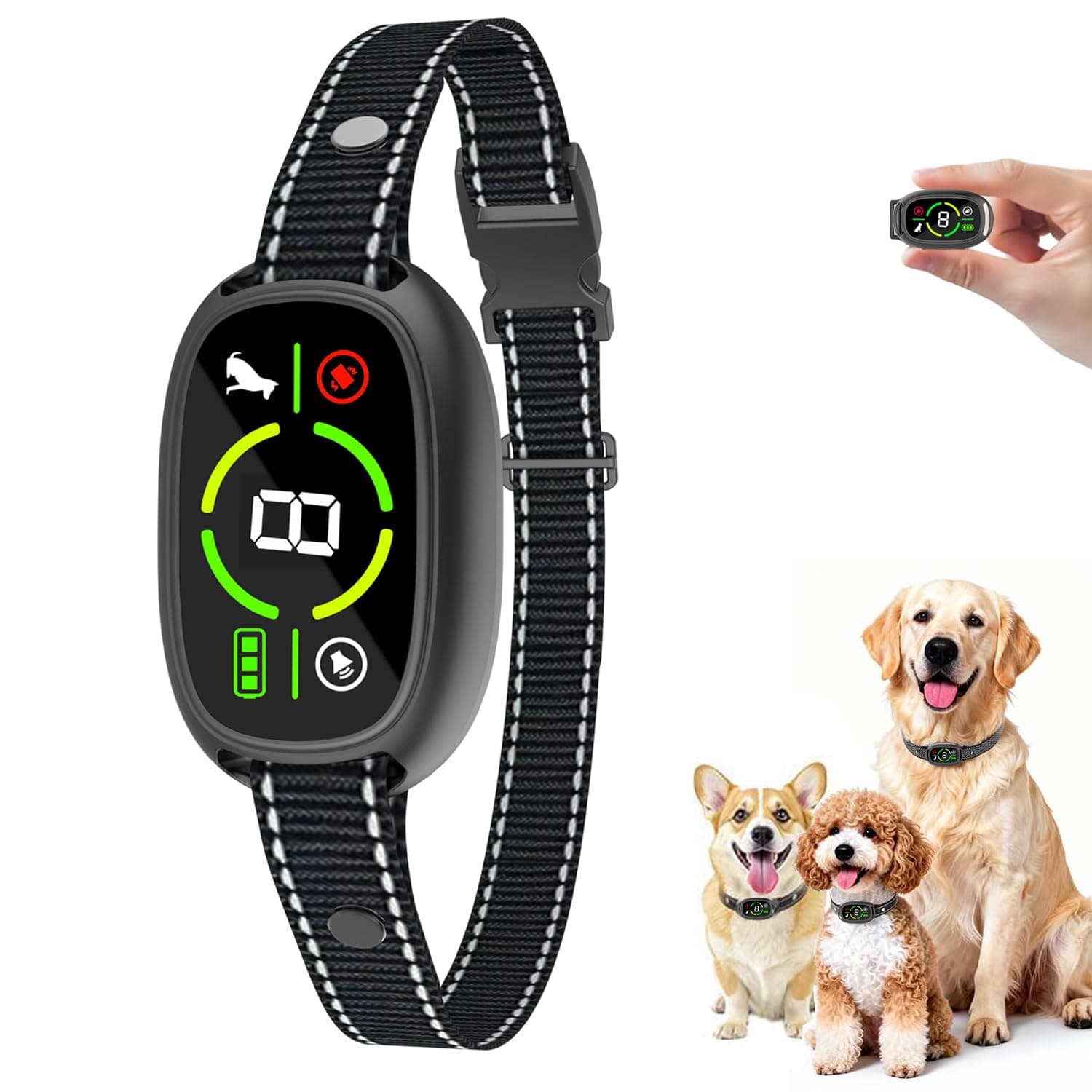 Collier Anti-Aboiement Chien Rechargeable, 4 Modes, 5 Niveaux de Sensibilité, Détection Intelligente, Étanche IP67 pour Petit Moyen Grand Chiens
