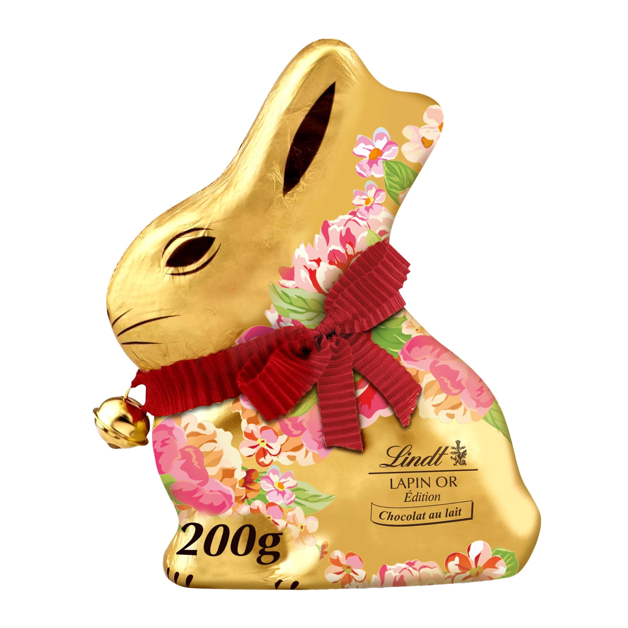 Lindt - Moulage LAPIN OR Edition Fleurs - Chocolat au Lait - Idéal pour Pâques, 200g