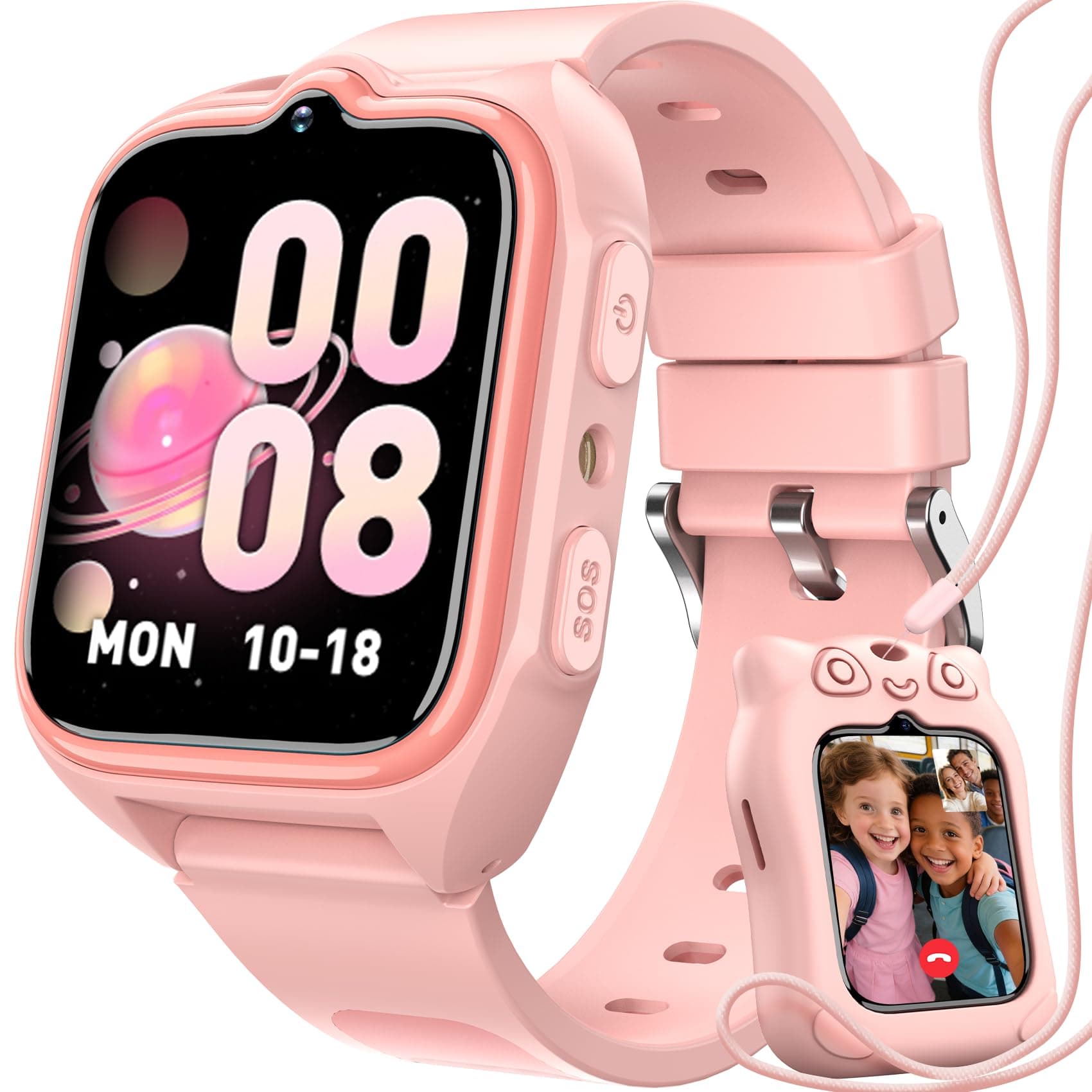 Blackview Montre Connectée Enfant 4G, avec Appels Vidéo, HD Caméra, Montre GPS Enfant, SOS, Jeux, Calculatrice, Réveil, Musique, Calculatrice, Lampe Torche, Cadeaux pour Garçons et Filles