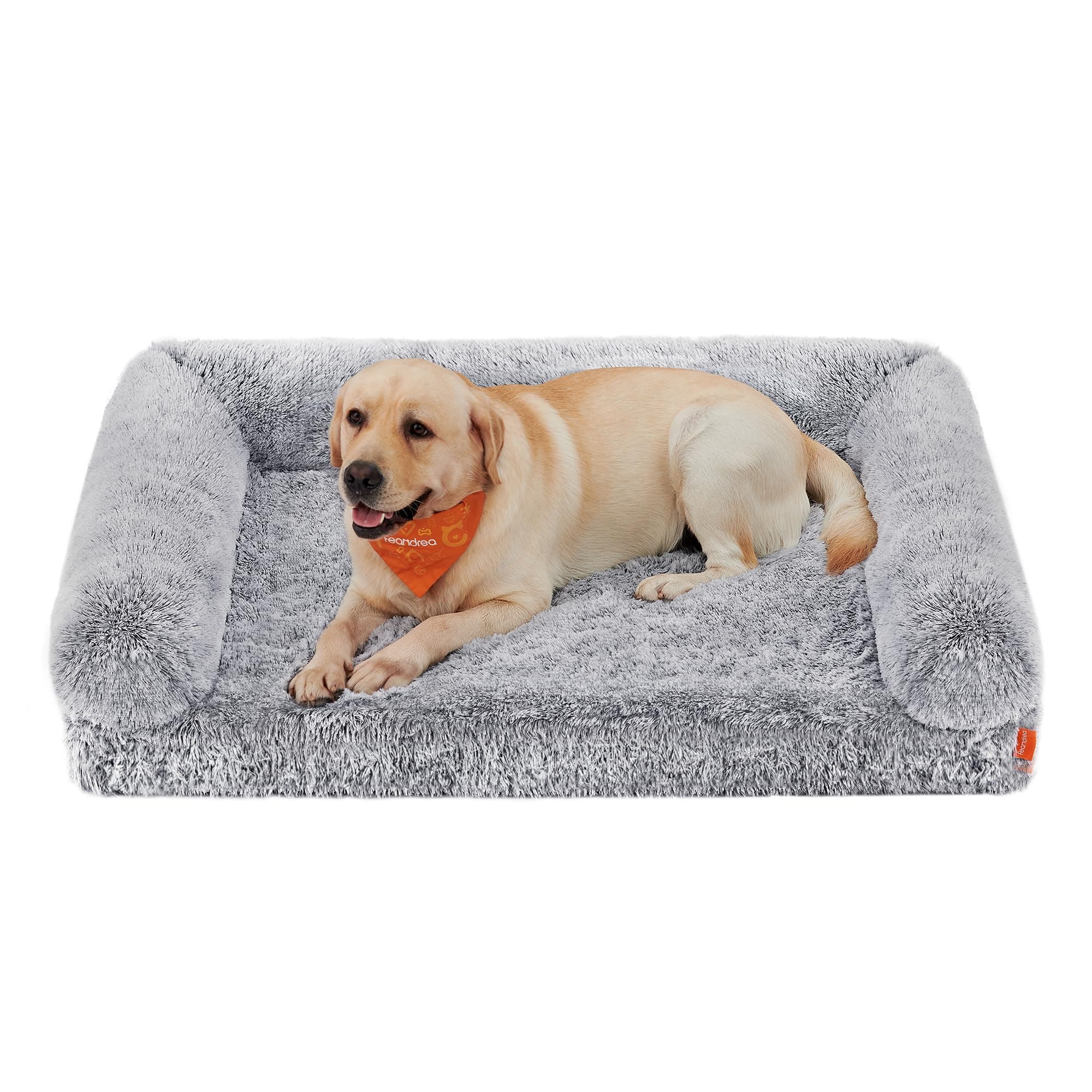Feandrea FluffyHug Hundebett, Hundekissen Größe XXL, Hundematte für große Hunde, Hundesofa Noppenschaumstoff, Bezug abnehmbar und waschbar, 122 x 85 x 16 cm, Ombré-Grau PGW234G01V1