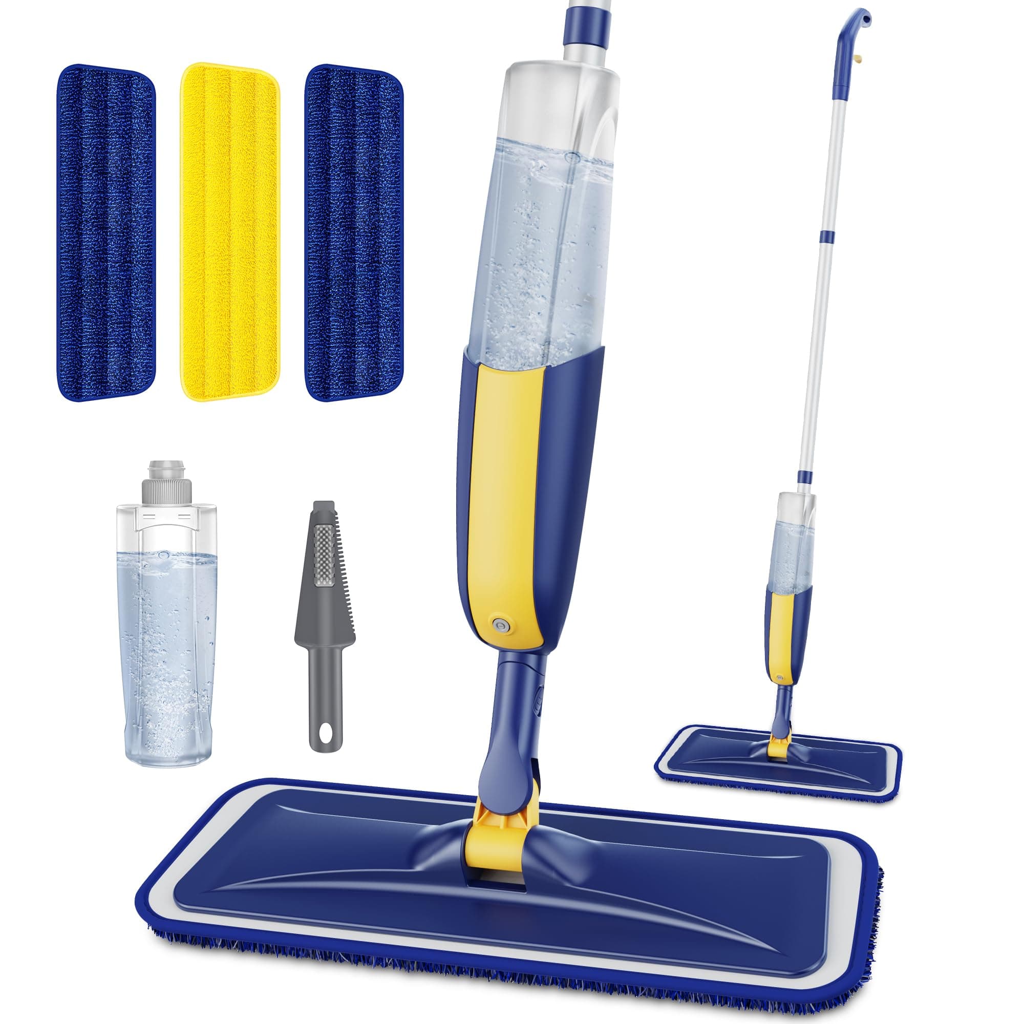 MANGOTIME Scopa Lavapavimenti a Spruzzo - Mocio Spray Mop Lavapavimenti Scopa con Spruzzino Lavapavimento Professionale Lavare Mop Pavimenti con 3 Cuscinetti Riutilizzabili in Microfibra