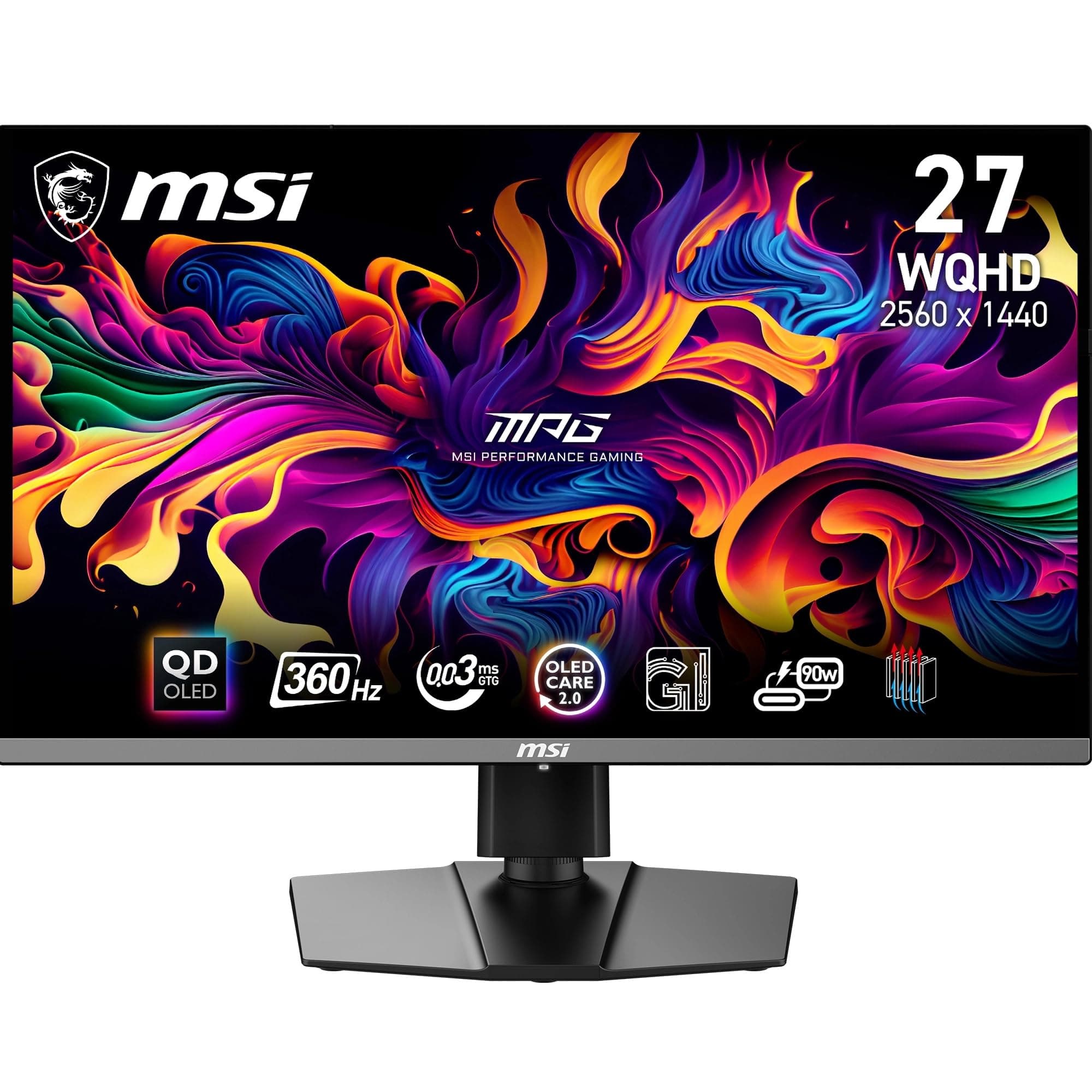 msi MPG 271QRX QD-OLED 27" WQHD Gaming Monitor - Pannello OLED Quantum Dot 2560 x 1440, 360Hz / 0,03ms, 99% DCI-P3, ΔE≤2, DisplayHDR True Black 400, KVM, RGB - DP 1.4a, HDMI 2.1, USB Type-C